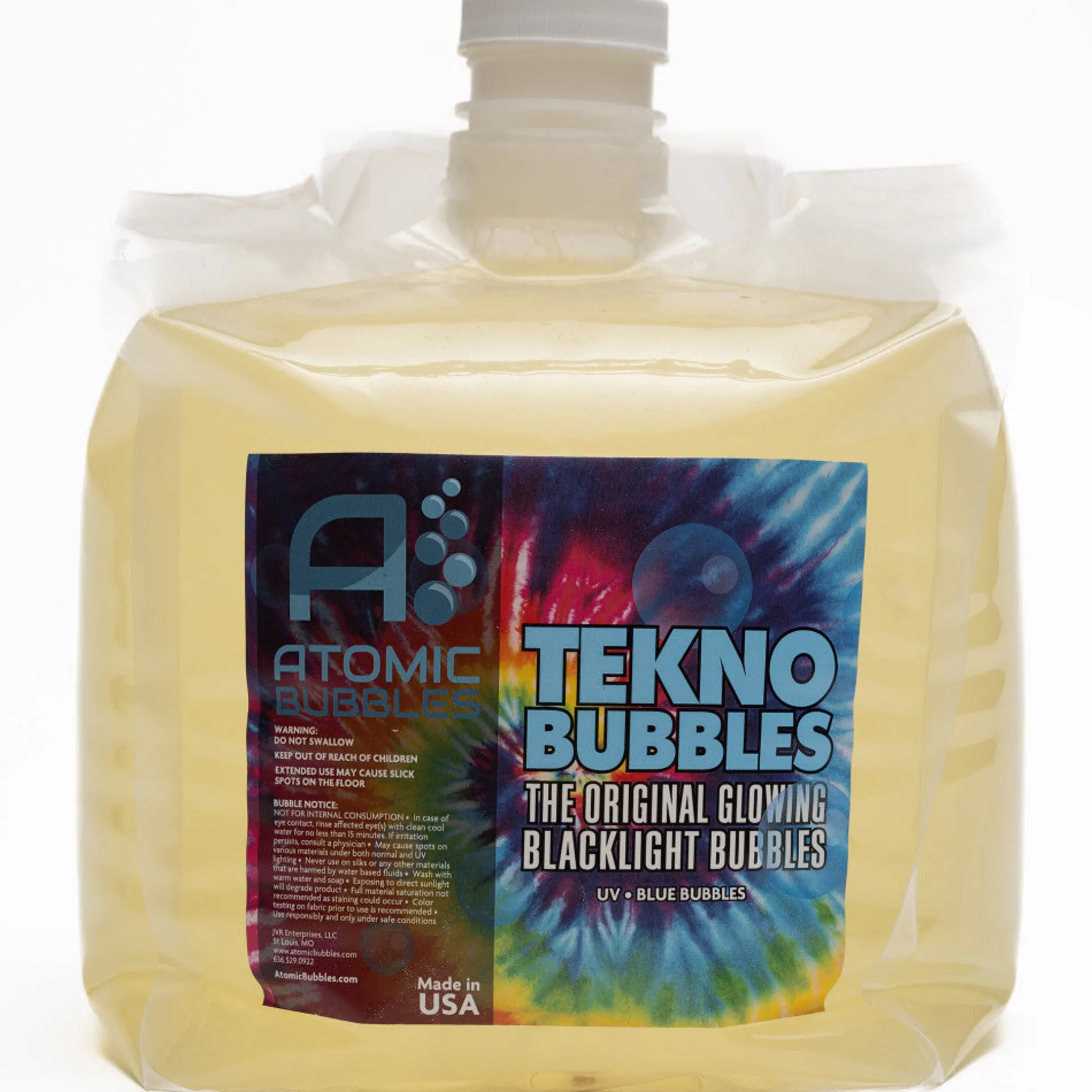 Atomic Bubbles Tekno Bubbles - UV Glowing Bubble Refill - Blue - 128oz