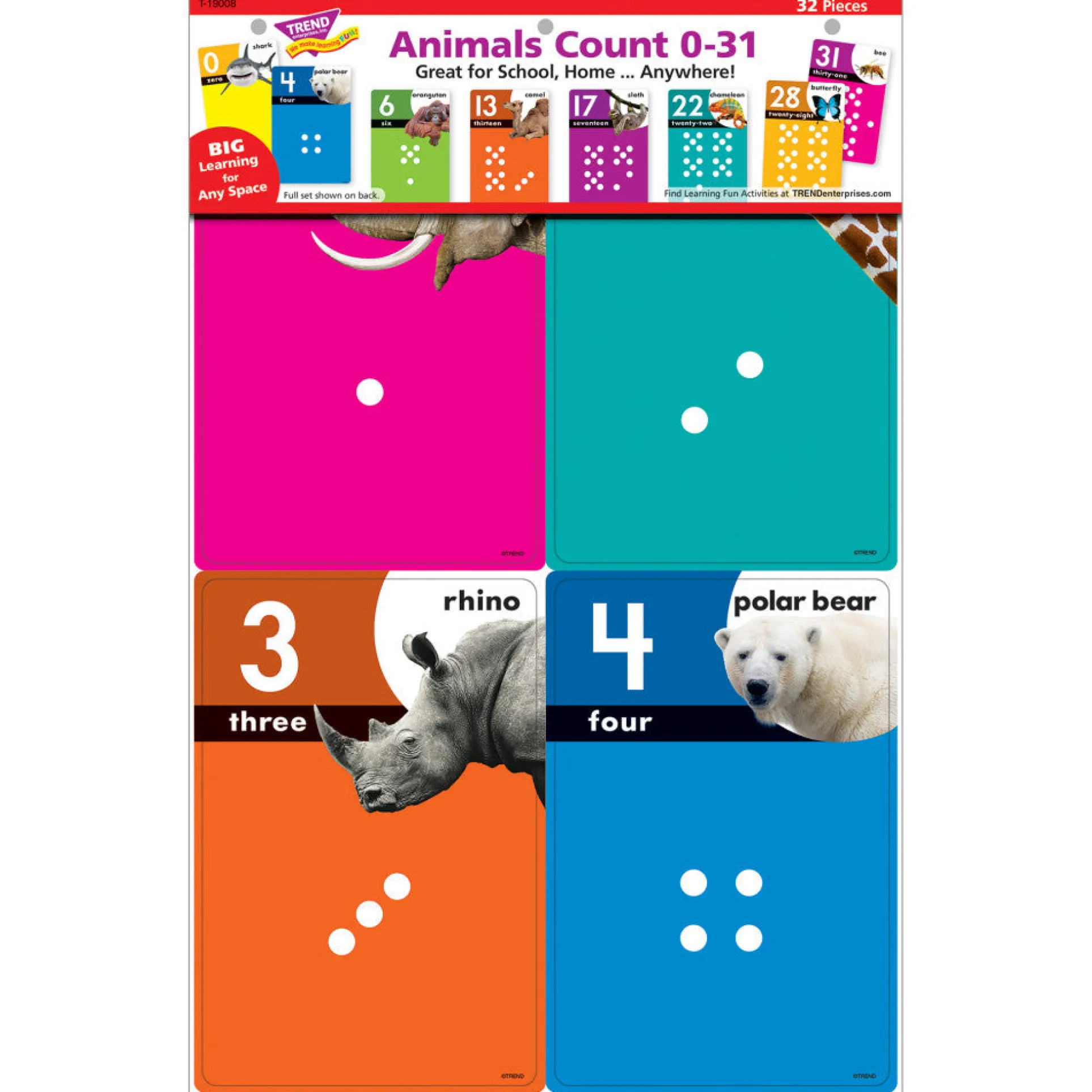 Animals Count 0-31 Educational Learning Set - Interactive Math Cards