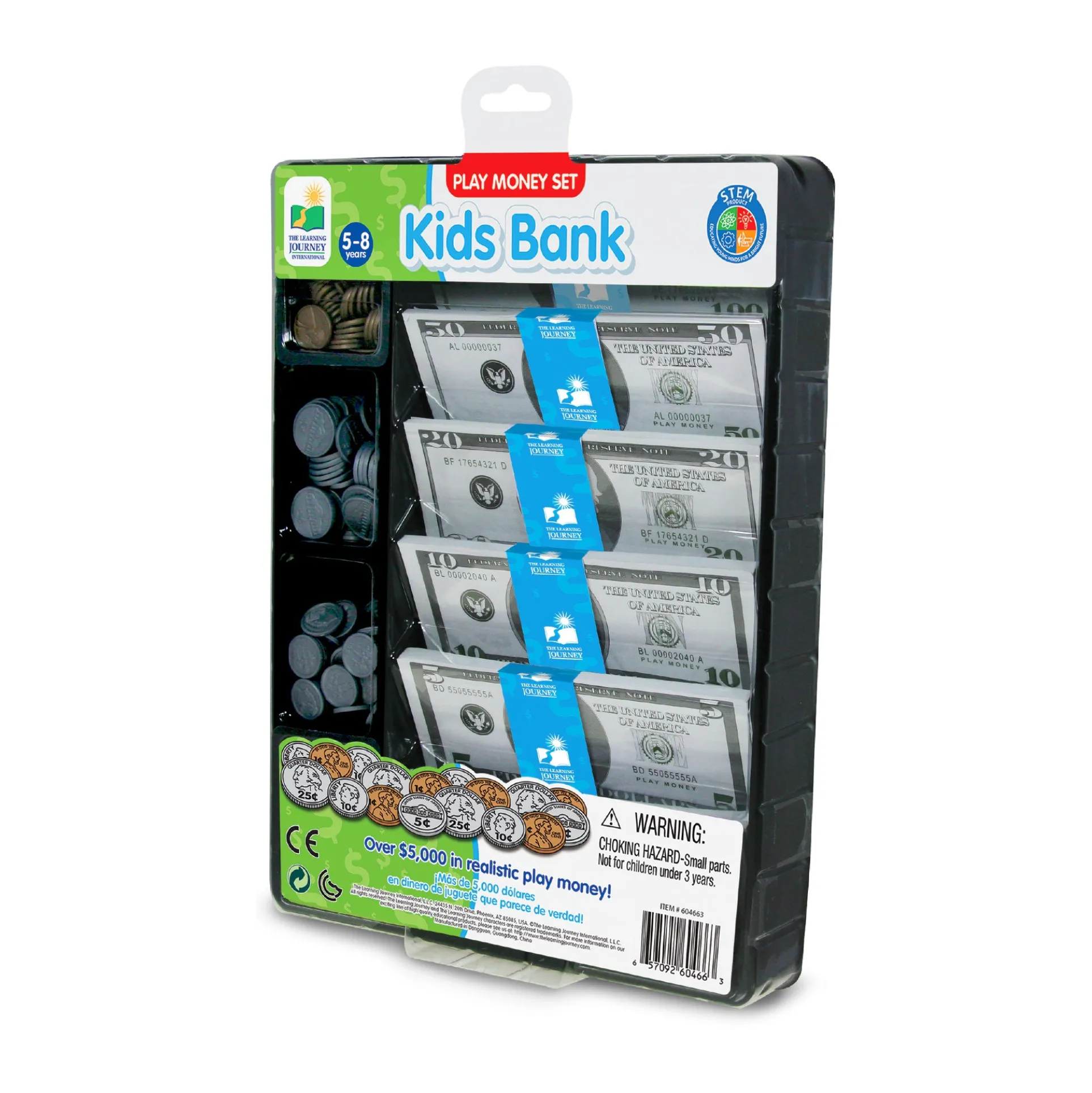 Kids Bank Ultimate Play Money Set - Realistic Toy Cash and Coins