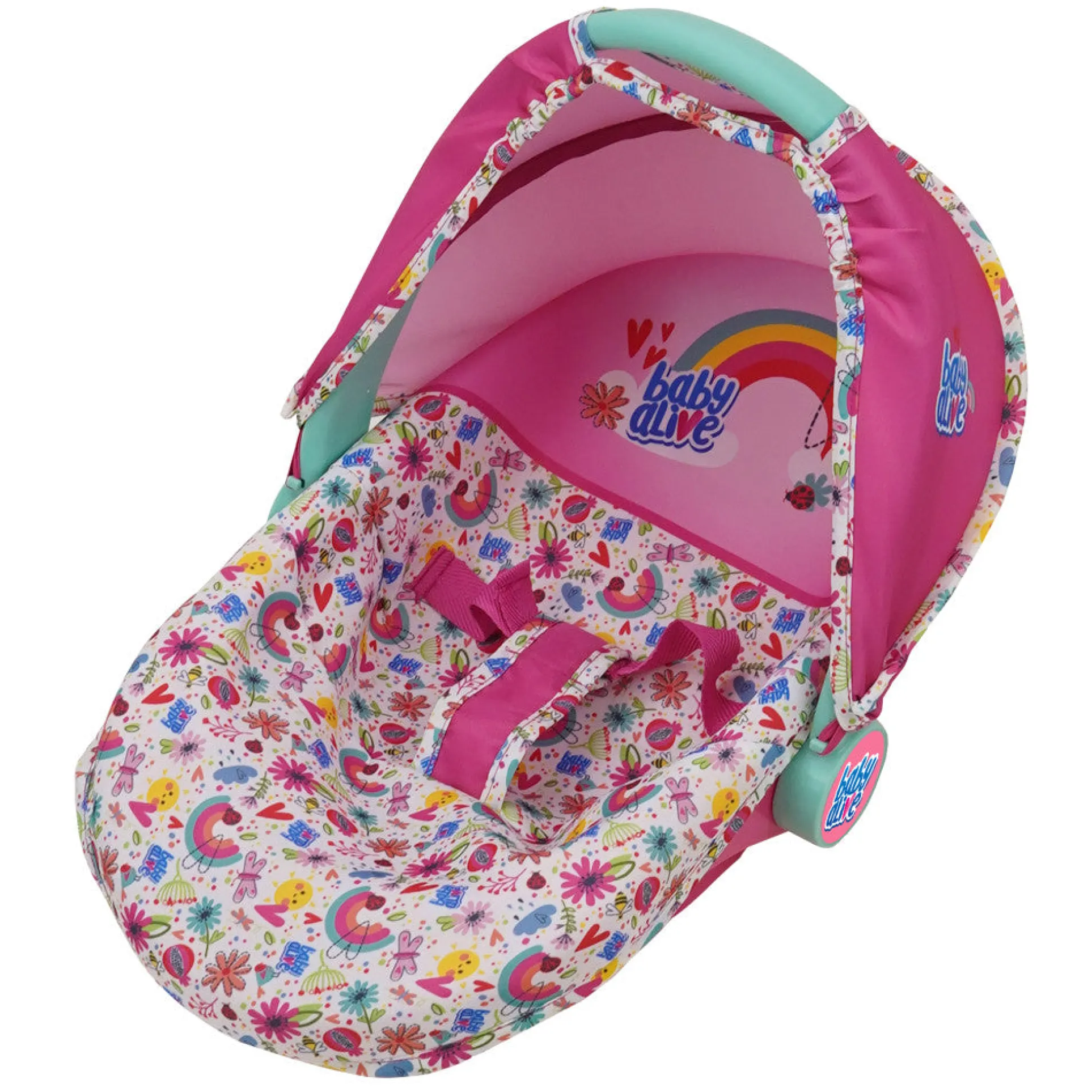 Baby Alive Deluxe Doll Car Seat, Pink & Rainbow - Multifunctional Play Accessory