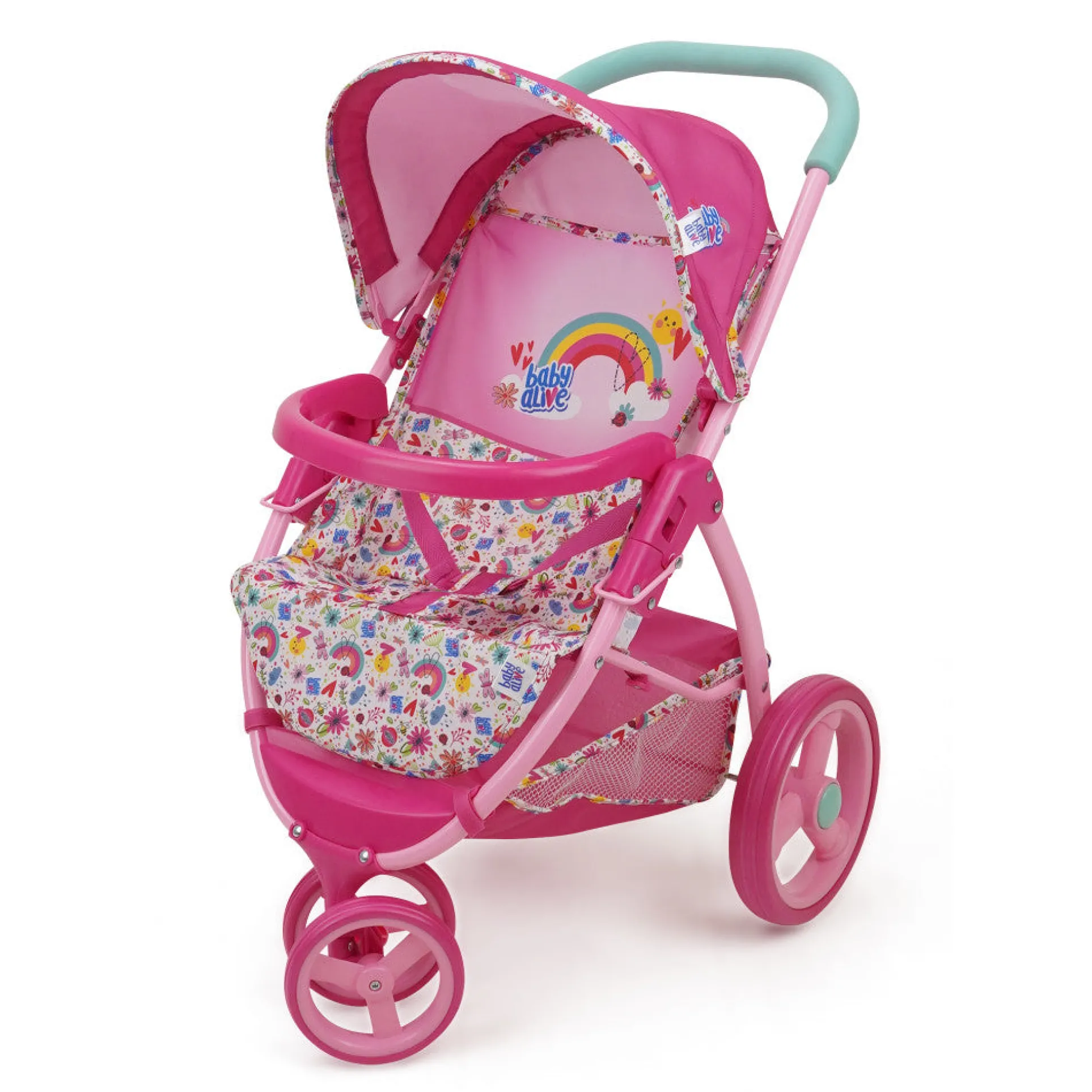 Baby Alive Doll Jogging Stroller - Vibrant Pink & Rainbow Design
