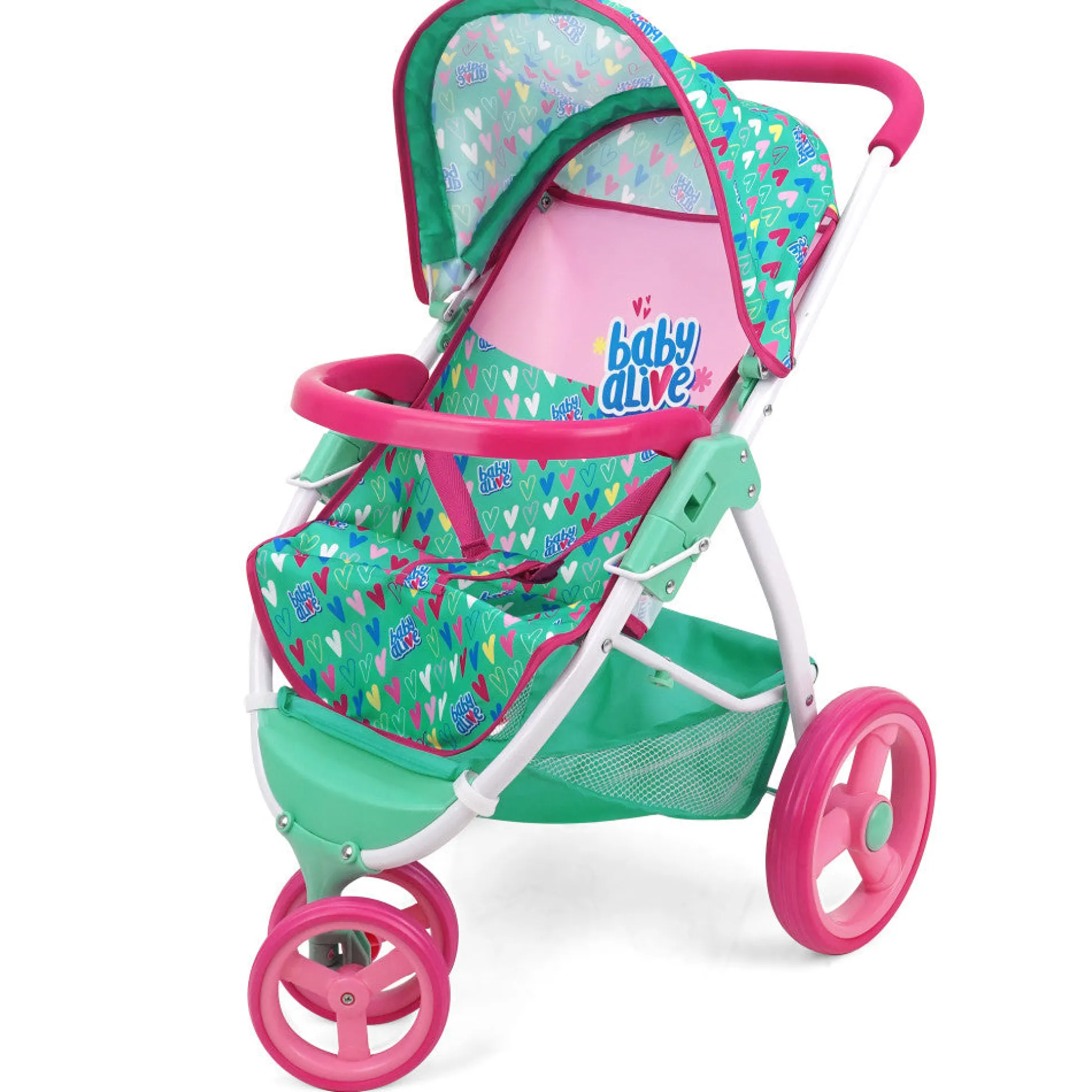Baby Alive Heart-Themed Doll Jogging Stroller - Pink and Green Playset