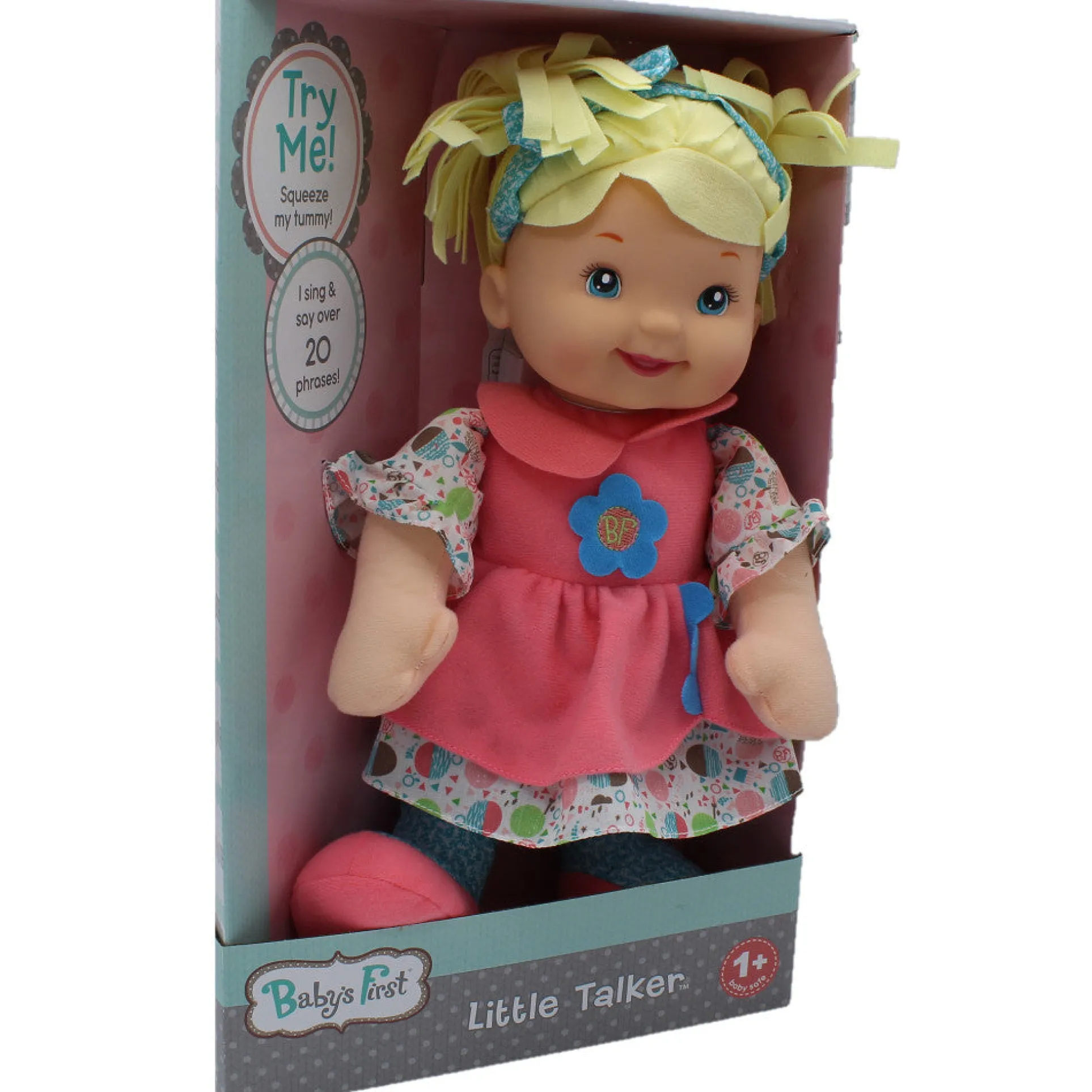 Baby's First Goldberger Doll - 15" Interactive Little Talker with Coral Dress