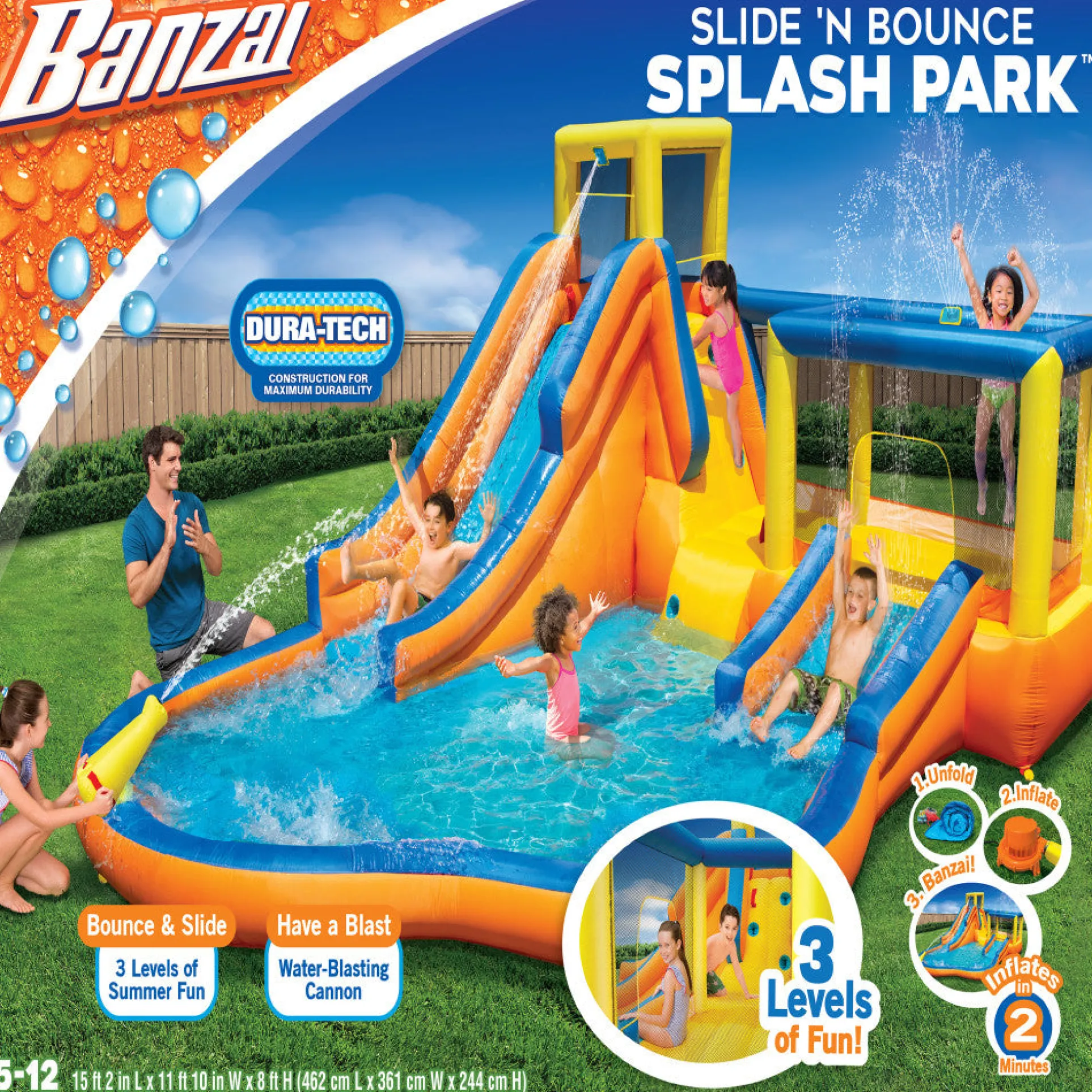 Banzai Inflatable Slide 'N Bounce Splash Park Water Park