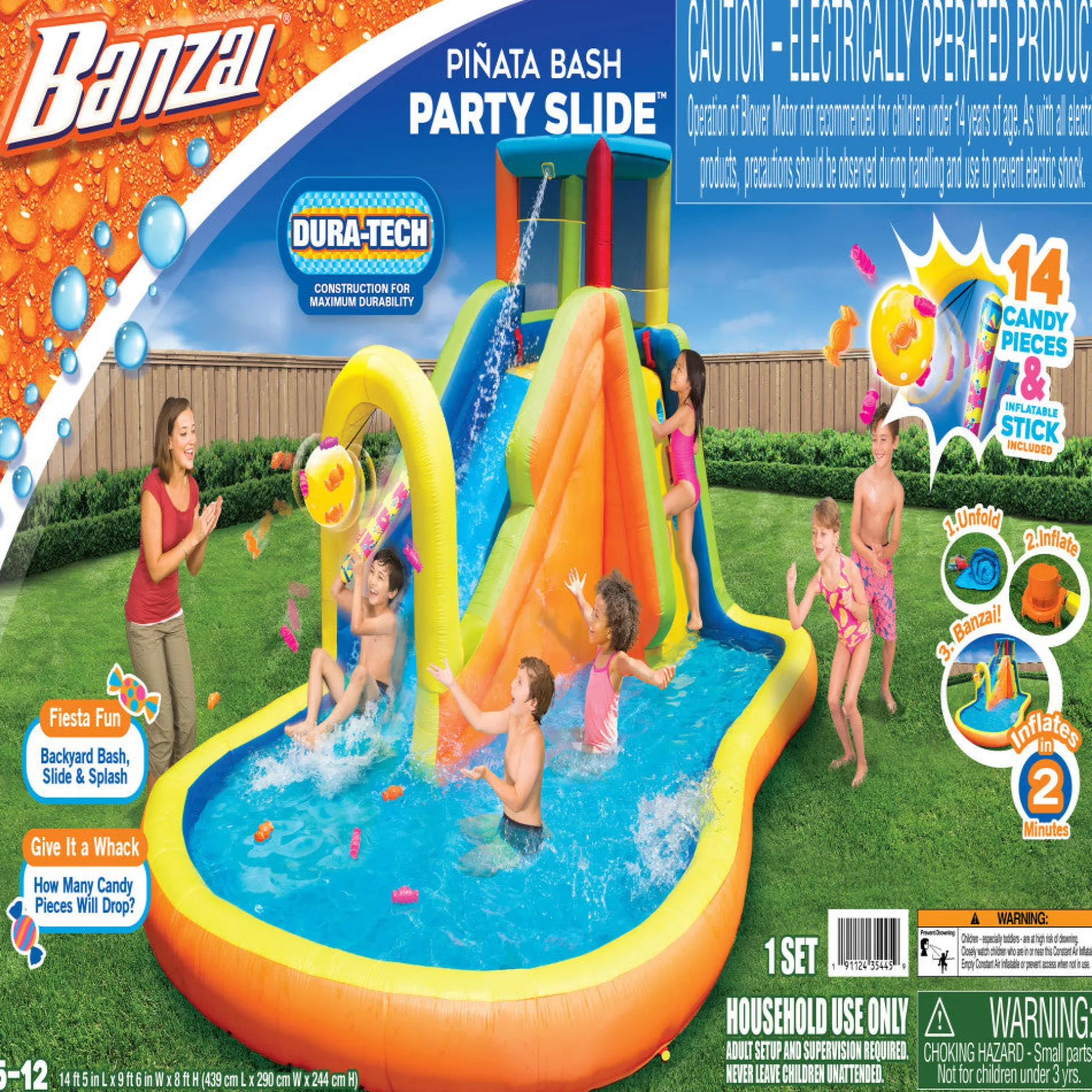 Banzai Inflatable Pi√±ata Bash Water Slide Park with Quick Inflation