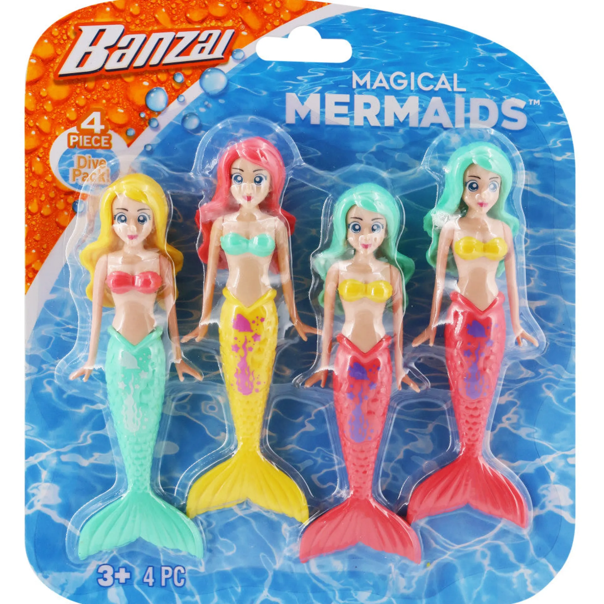 Banzai Mermaid Dive Set - 4 Piece Water Pool Toy Collection