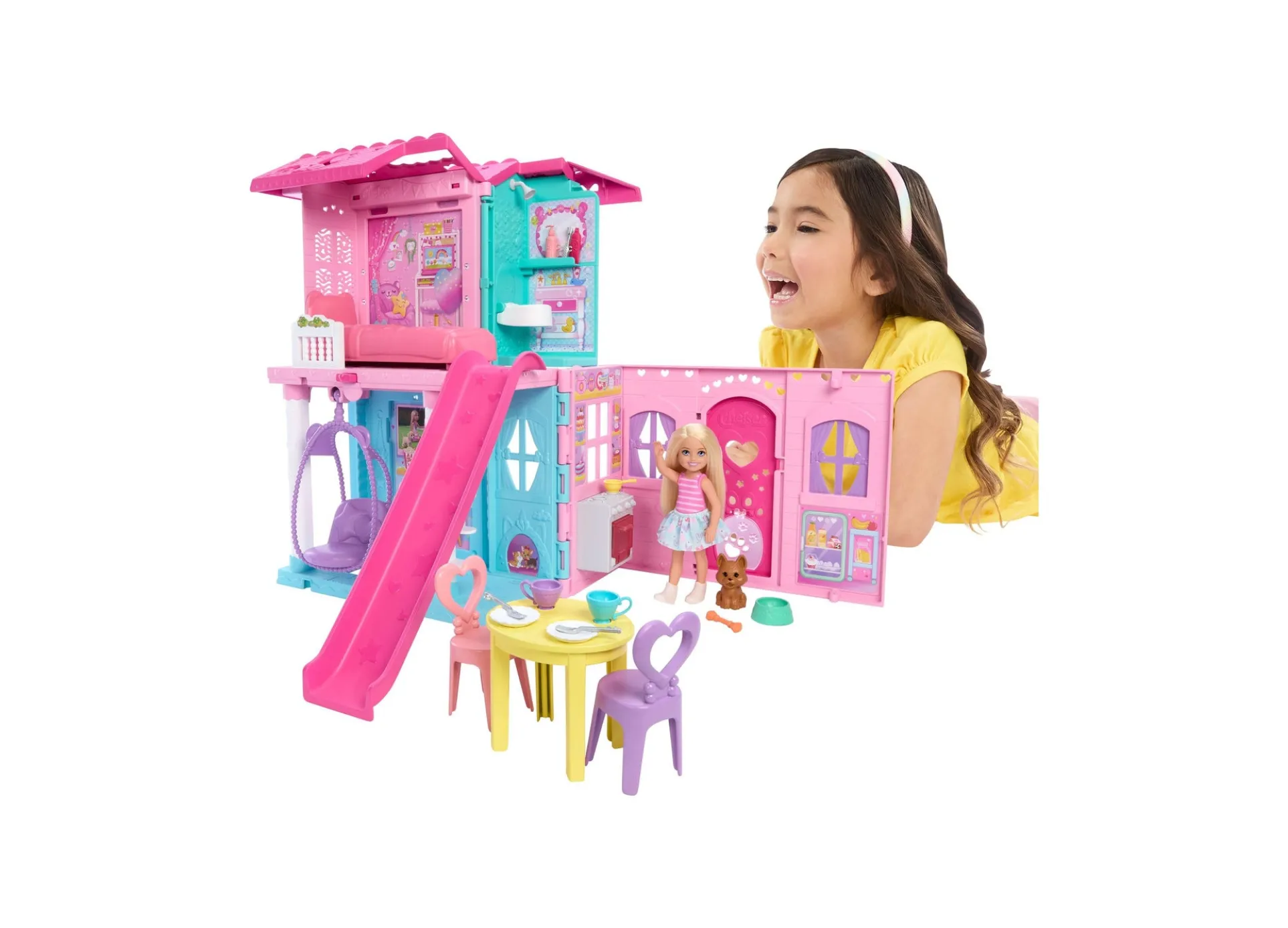 Barbie Chelsea Pop-Up Doll House with Doll and 15+ Accessories
