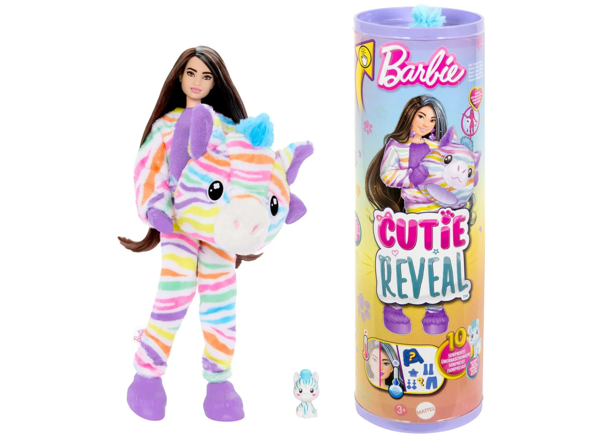 Barbie Cutie Reveal Zebra Doll - Color Dream Series with 10 Surprises