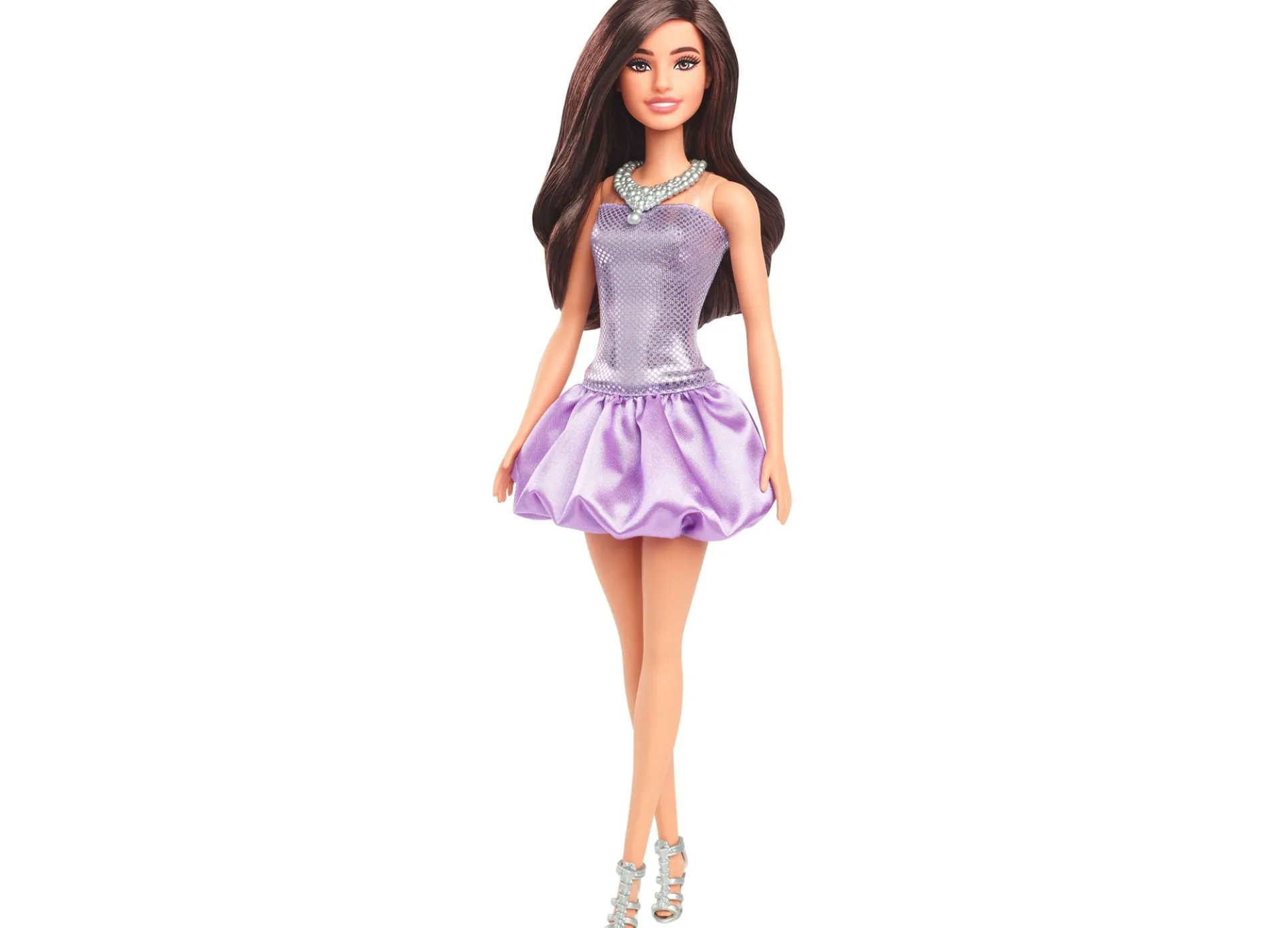 Barbie Fashionistas Doll 234 - Sequined Purple Dress with Silvery Accessories