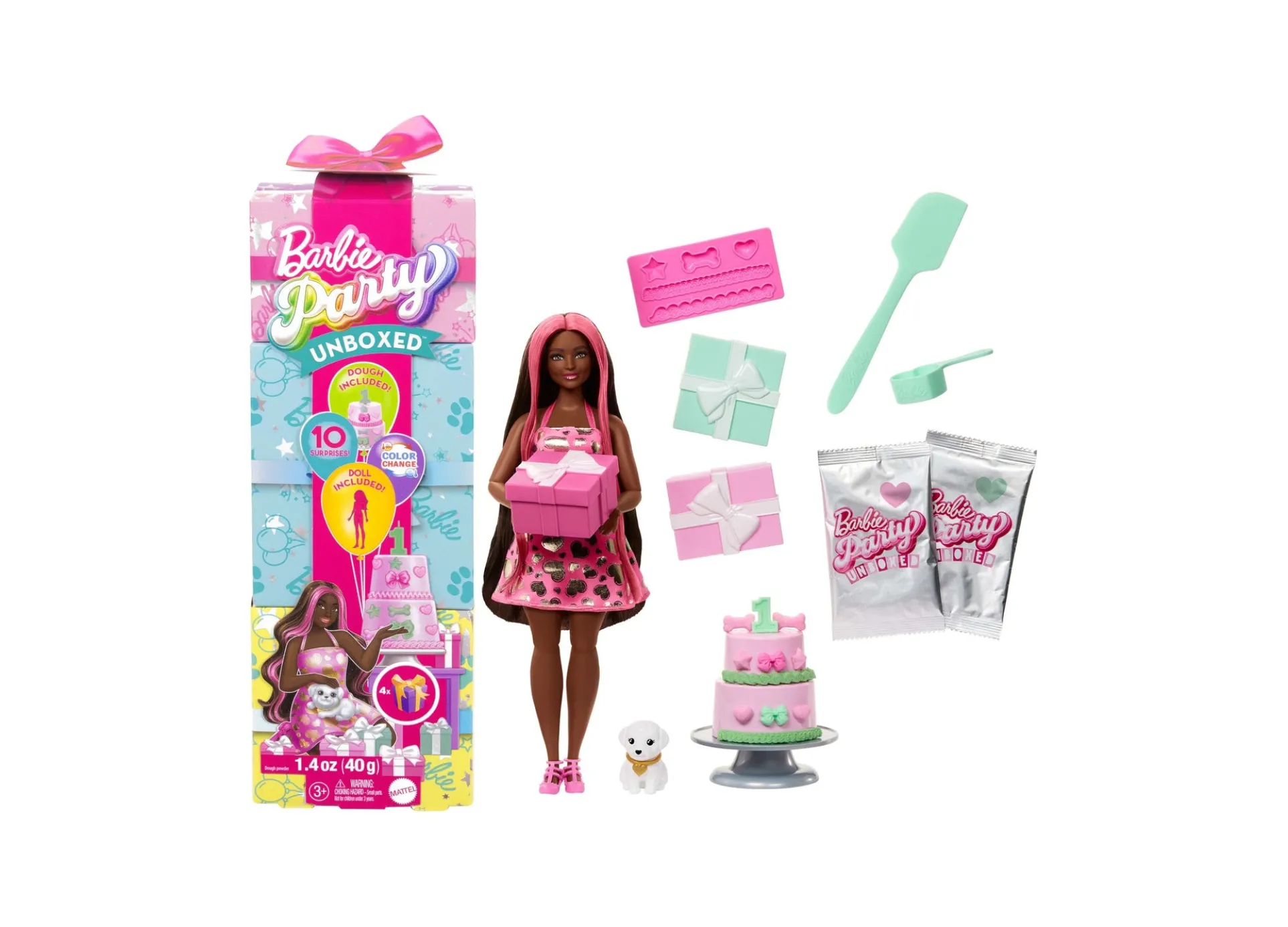Barbie Party Unboxed Pet Birthday Series Doll & Accessories - Shimmerin’ Hearts Set