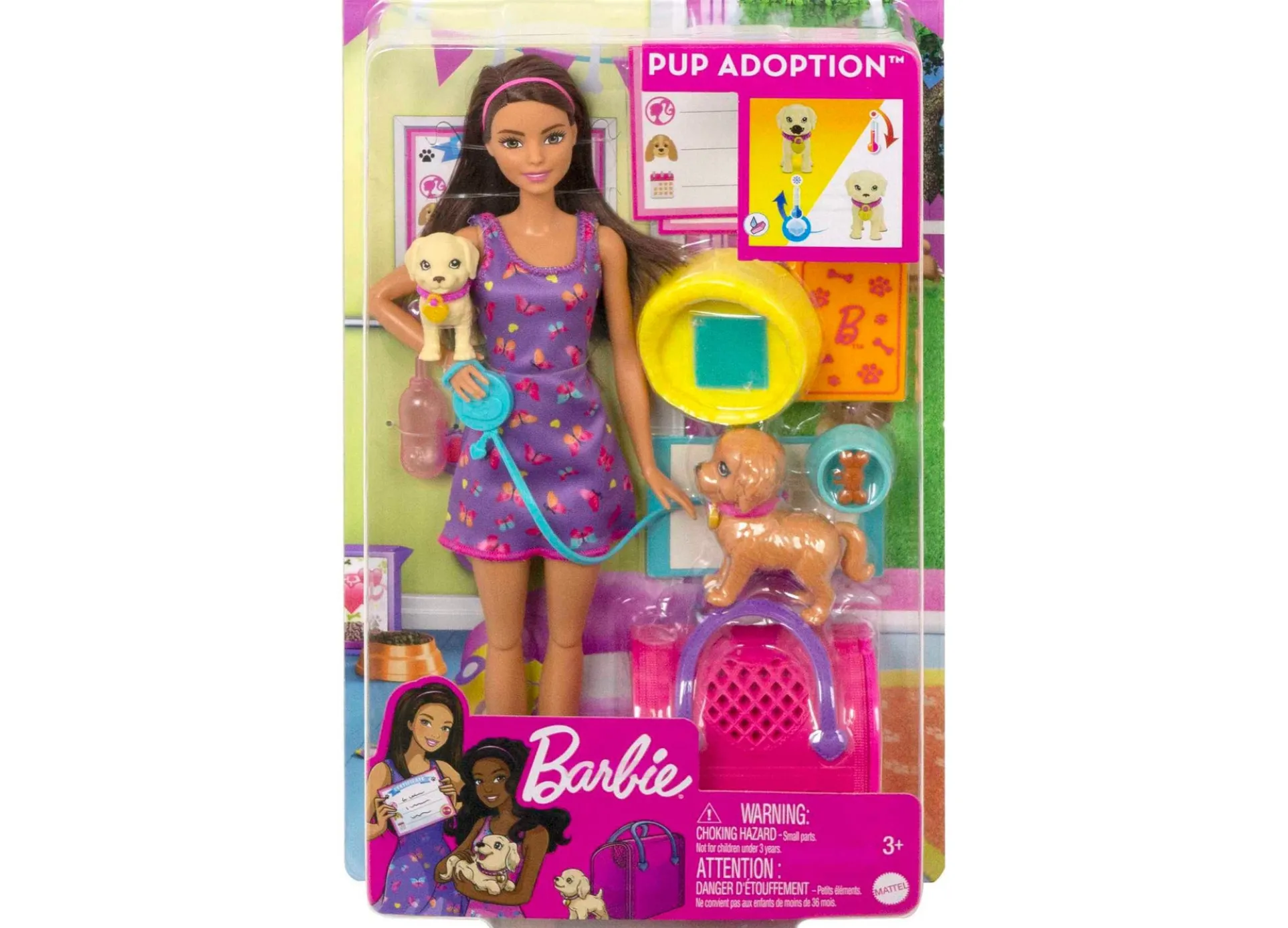Barbie Pup Adoption Playset with Interactive Color-Change Puppies