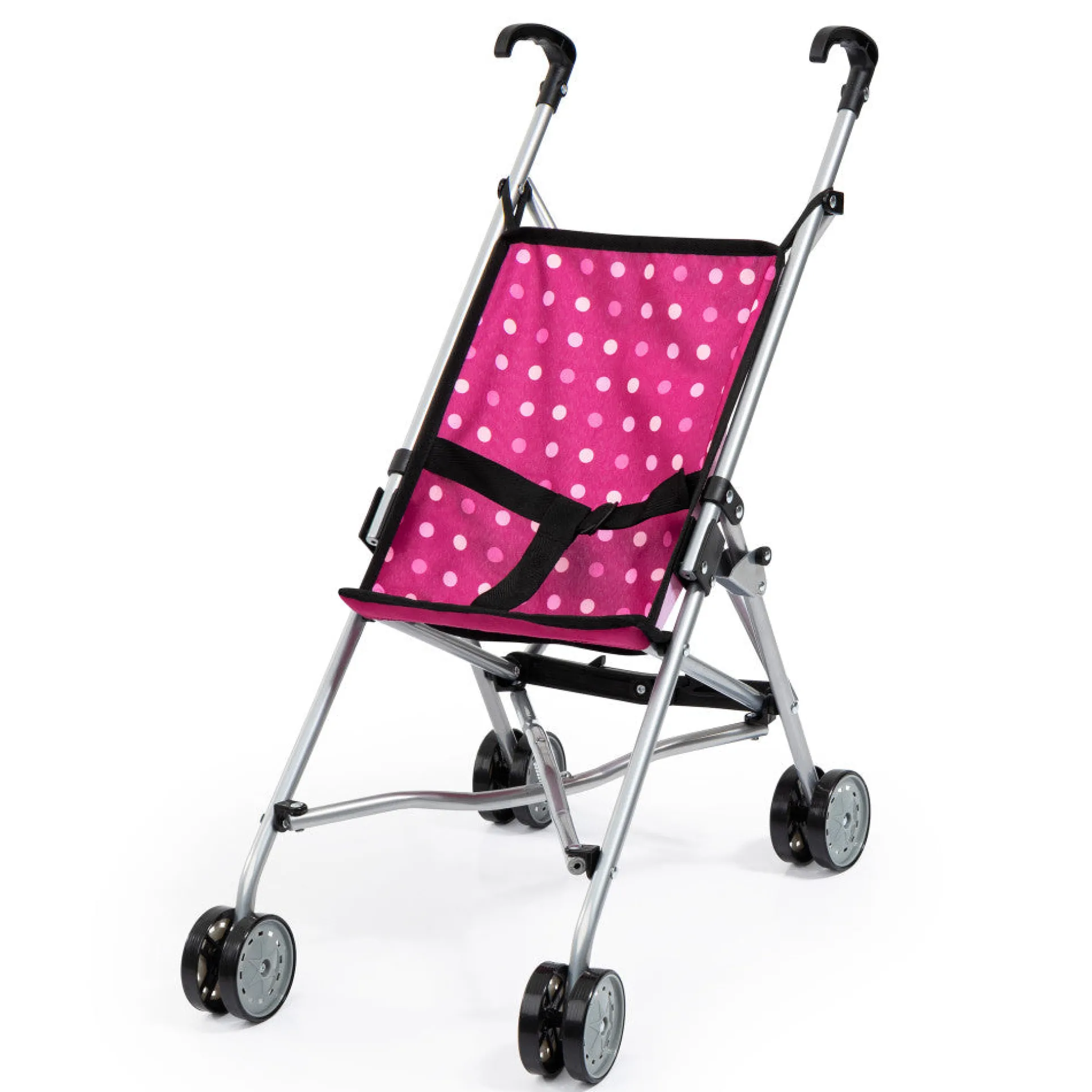 Bayer Design Doll Umbrella Stroller, Hot Pink & White Polka Dots, Age 3+