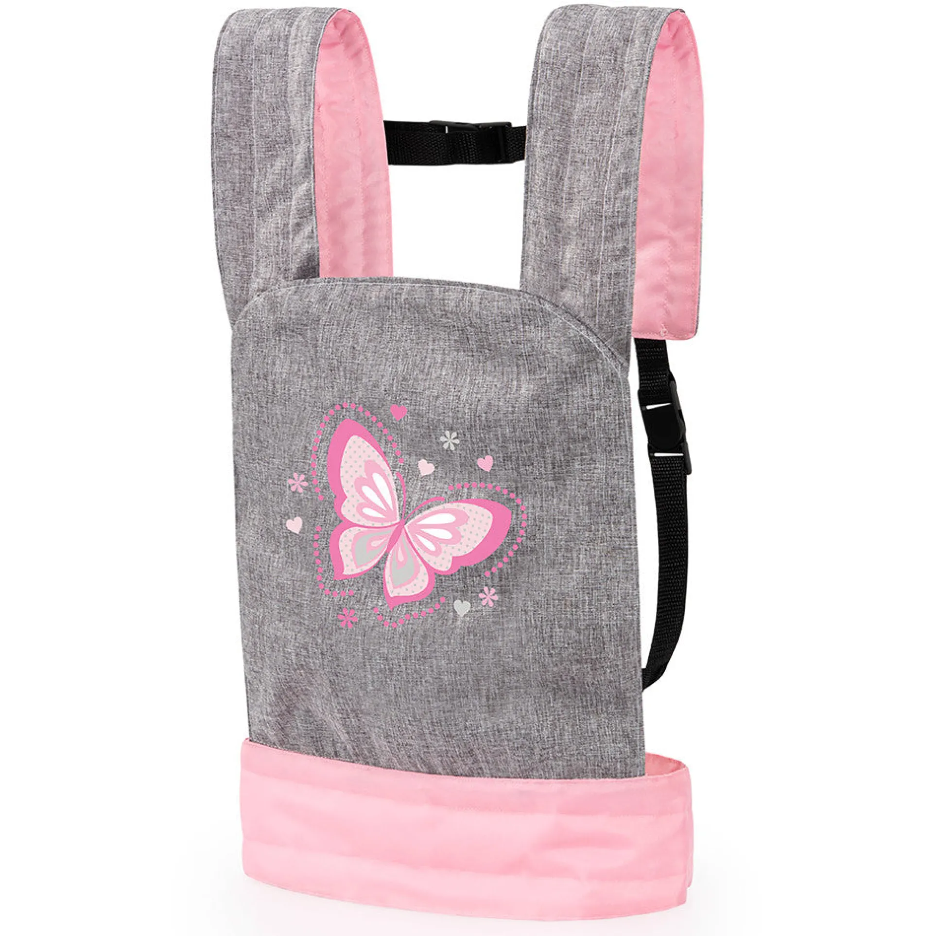 Bayer Design Doll Carrier, Adjustable Comfort - Grey, Pink, Butterfly