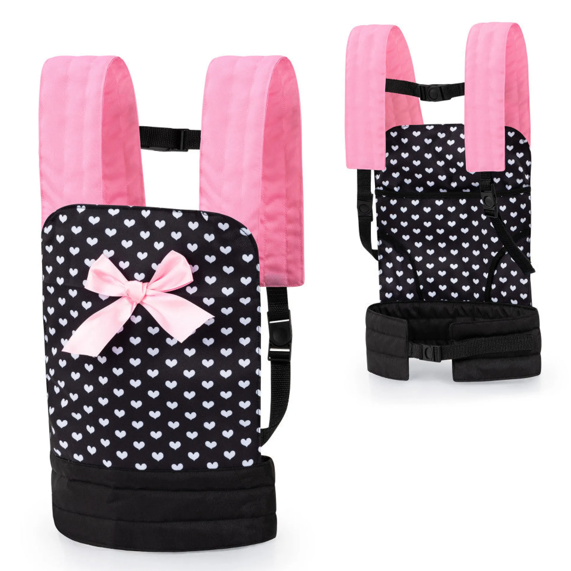 Bayer Design Heart Pattern Doll Carrier, Adjustable - Pink & Black