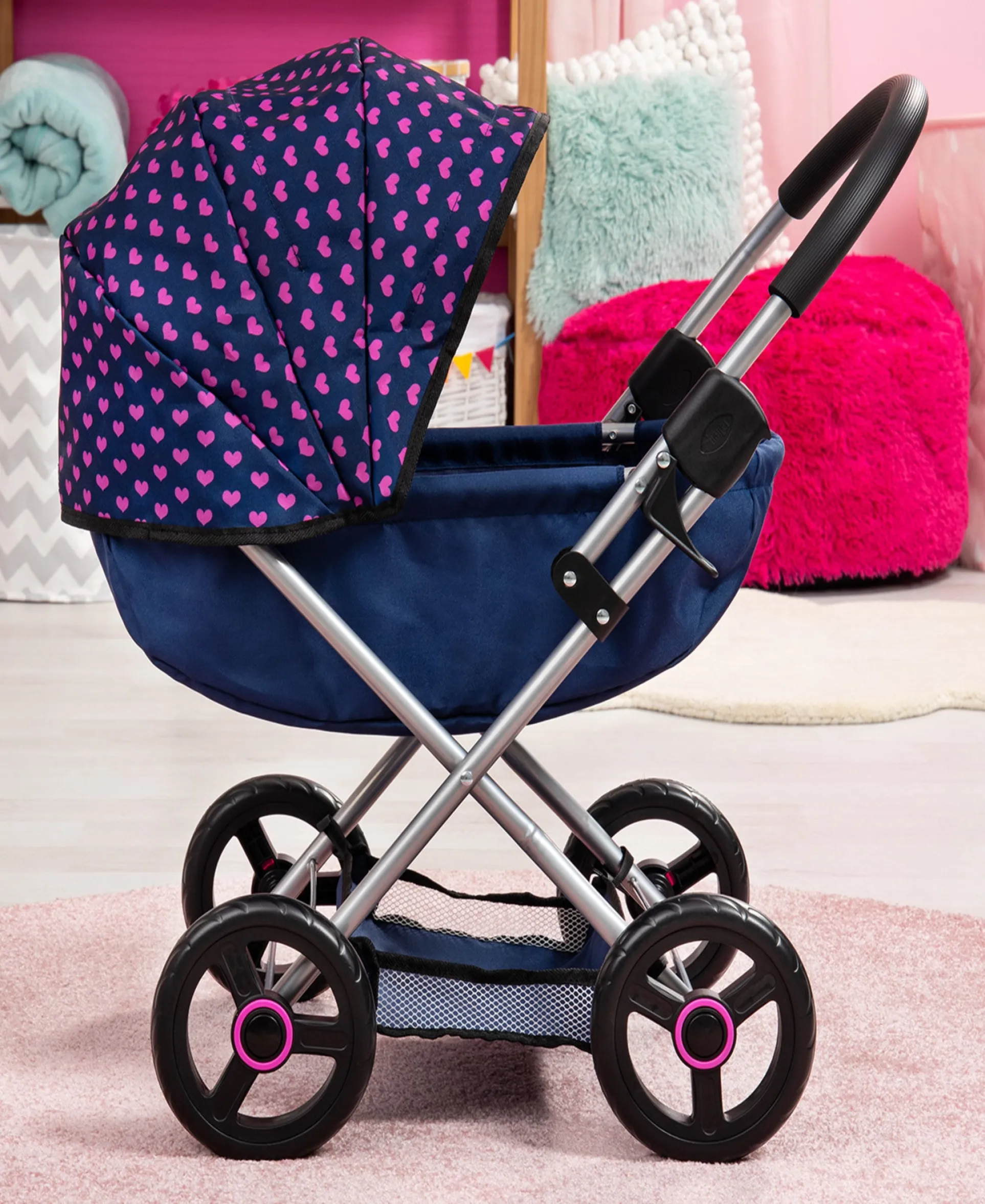 Bayer Design 4-in-1 Cosy Doll Pram Stroller Set, Blue/Purple - Fits 18" Dolls