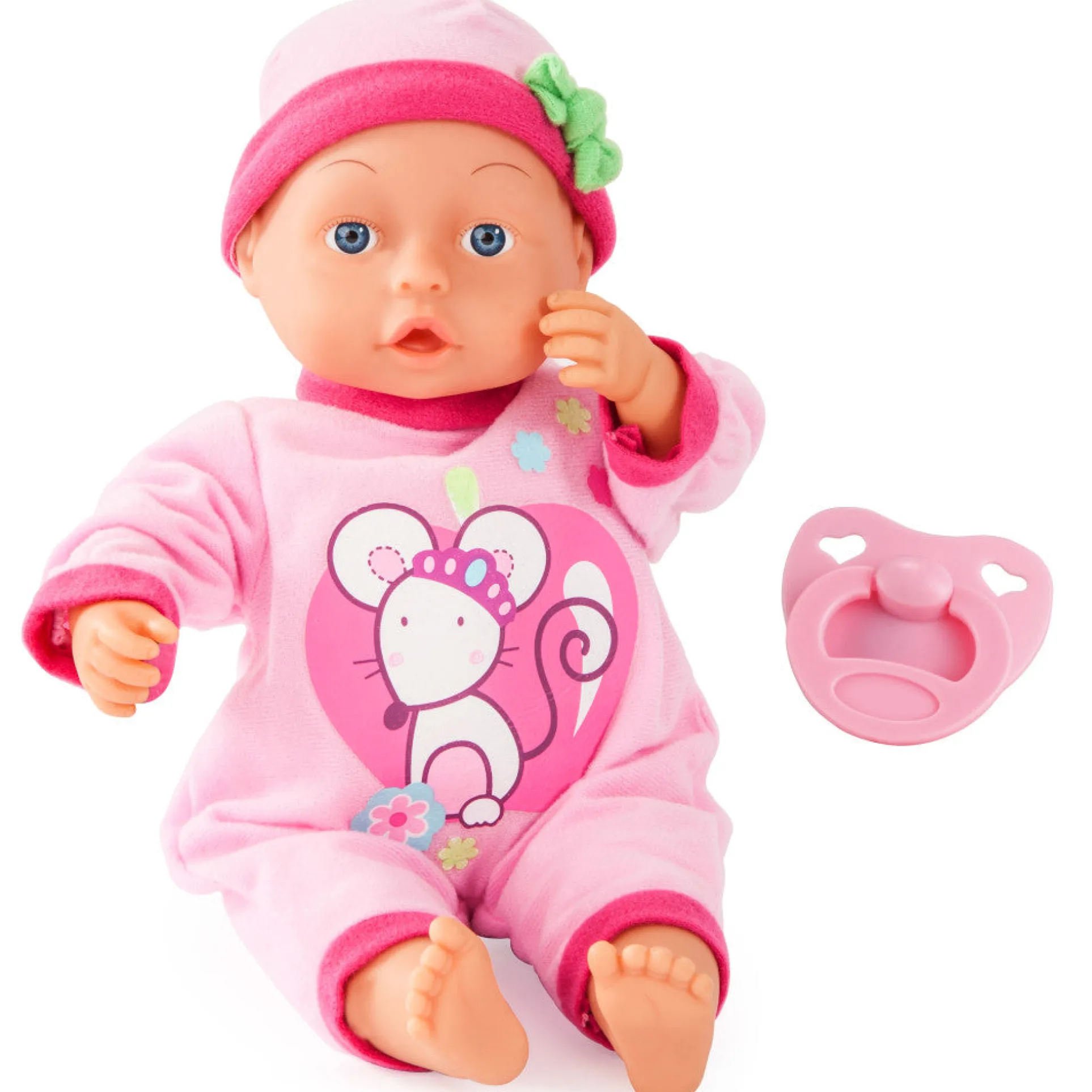 Bayer Design 13-inch First Words Baby Doll - Pink Mouse Outfit