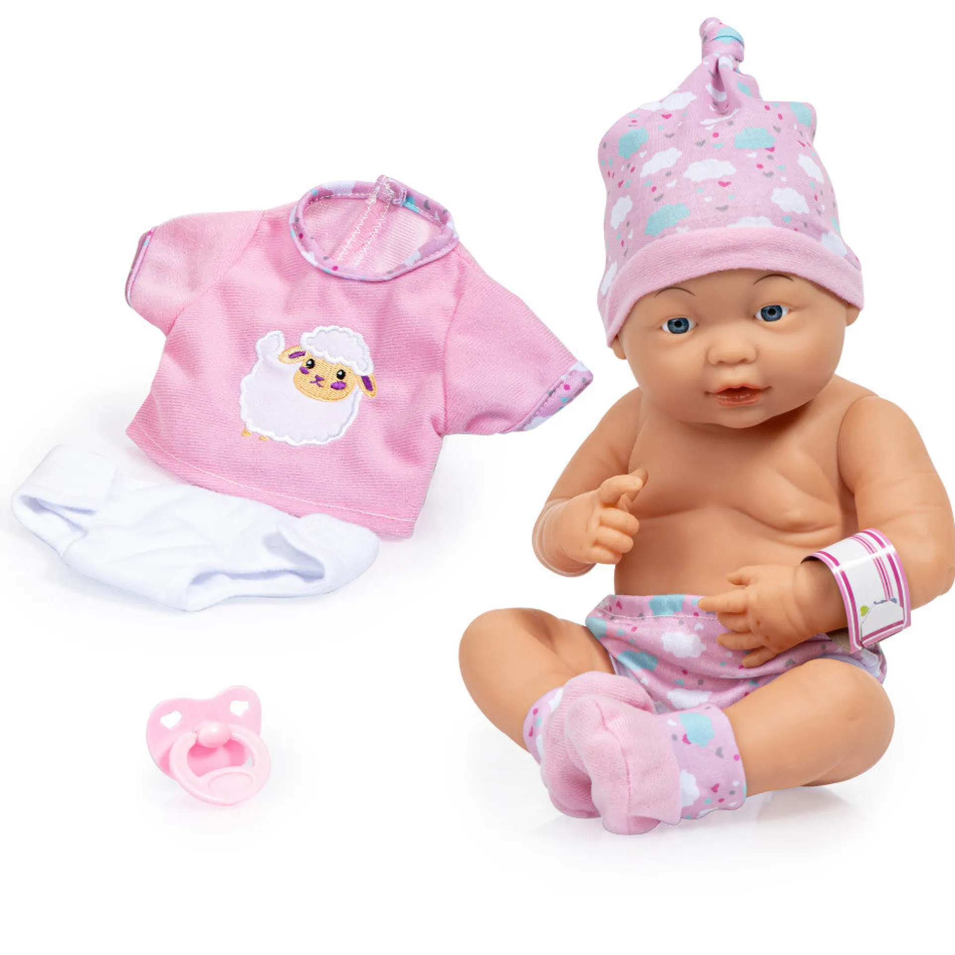Bayer Design 15-inch New Born Baby Doll - Pink Sheep Outfit