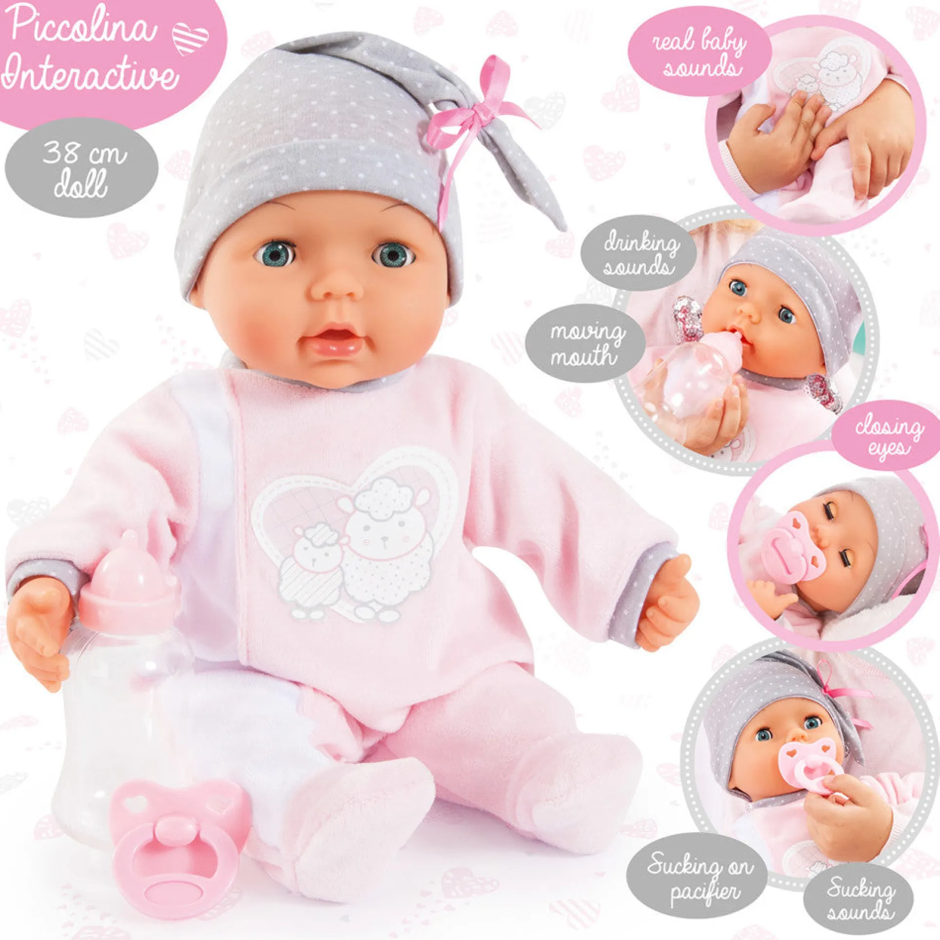 Bayer Design My Piccolina 15" Interactive Baby Doll - Sleepy Eyes