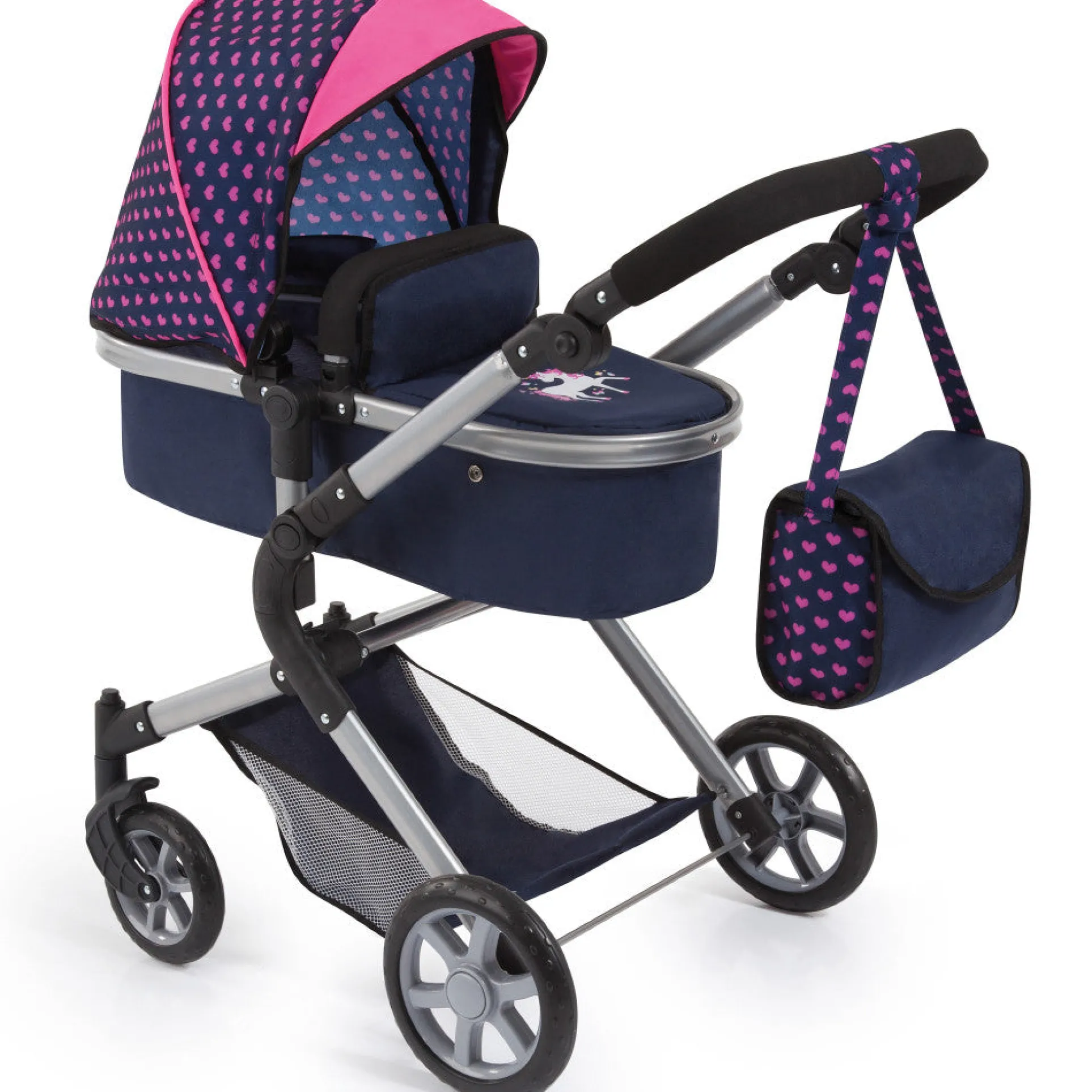 Bayer Design Neo City Combi Doll Pram, Convertible Jogger, Blue & Pink, Ages 3+