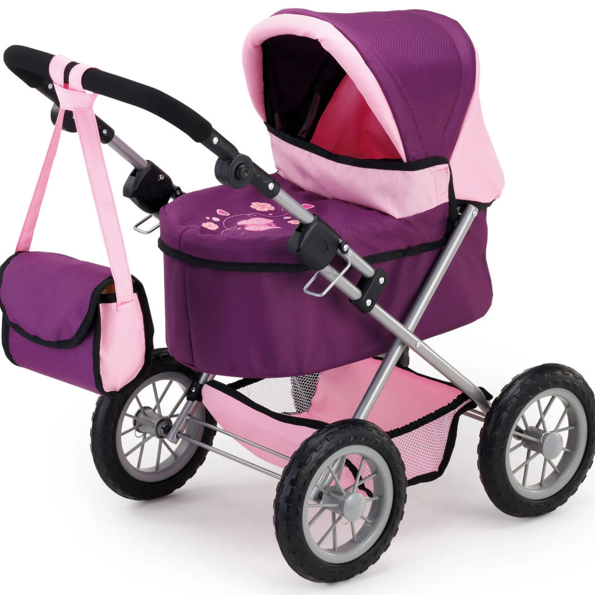 Bayer Design Purple & Pink Trendy Doll Pram with Bag