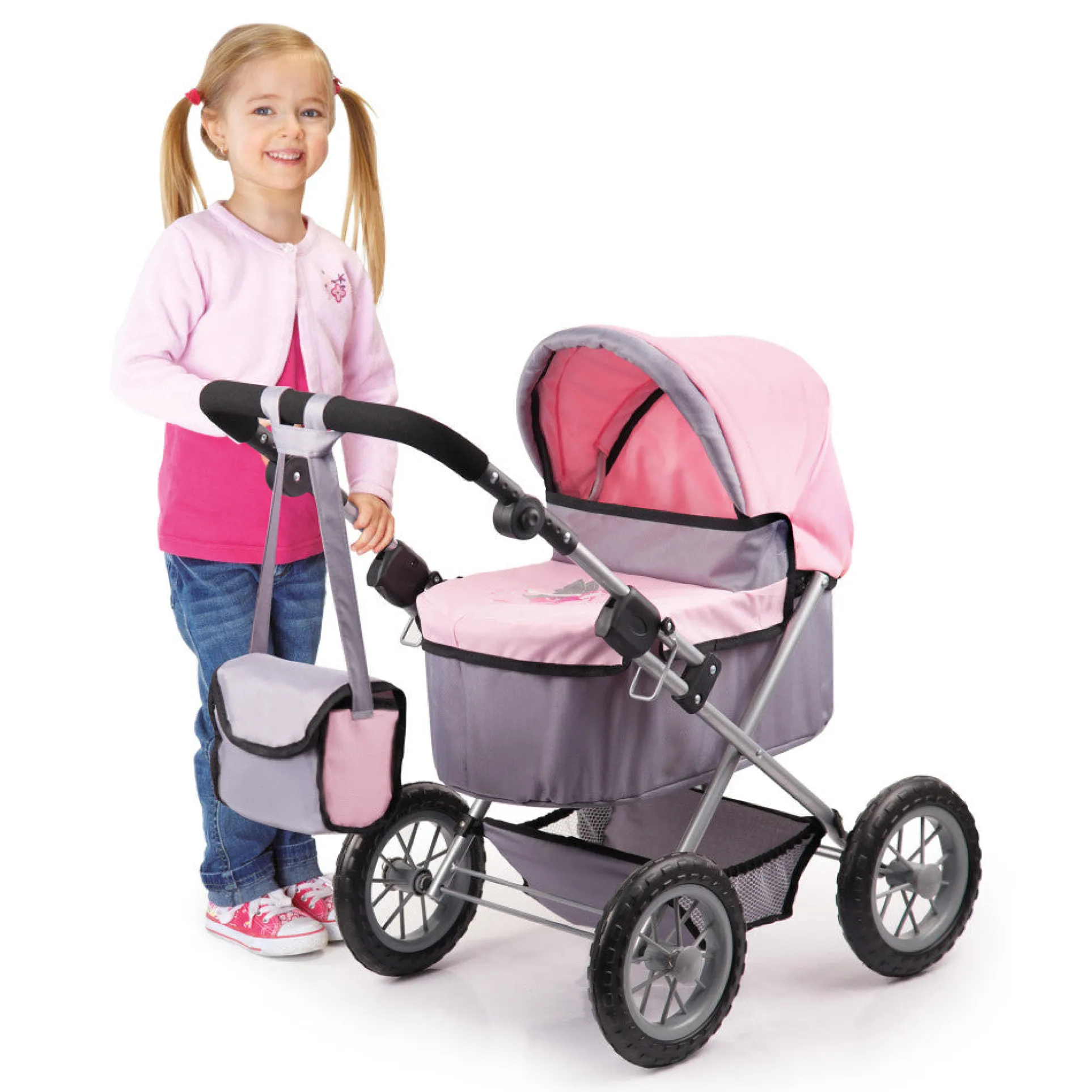Bayer Design Trendy Doll Pram Stroller, Adjustable and Foldable