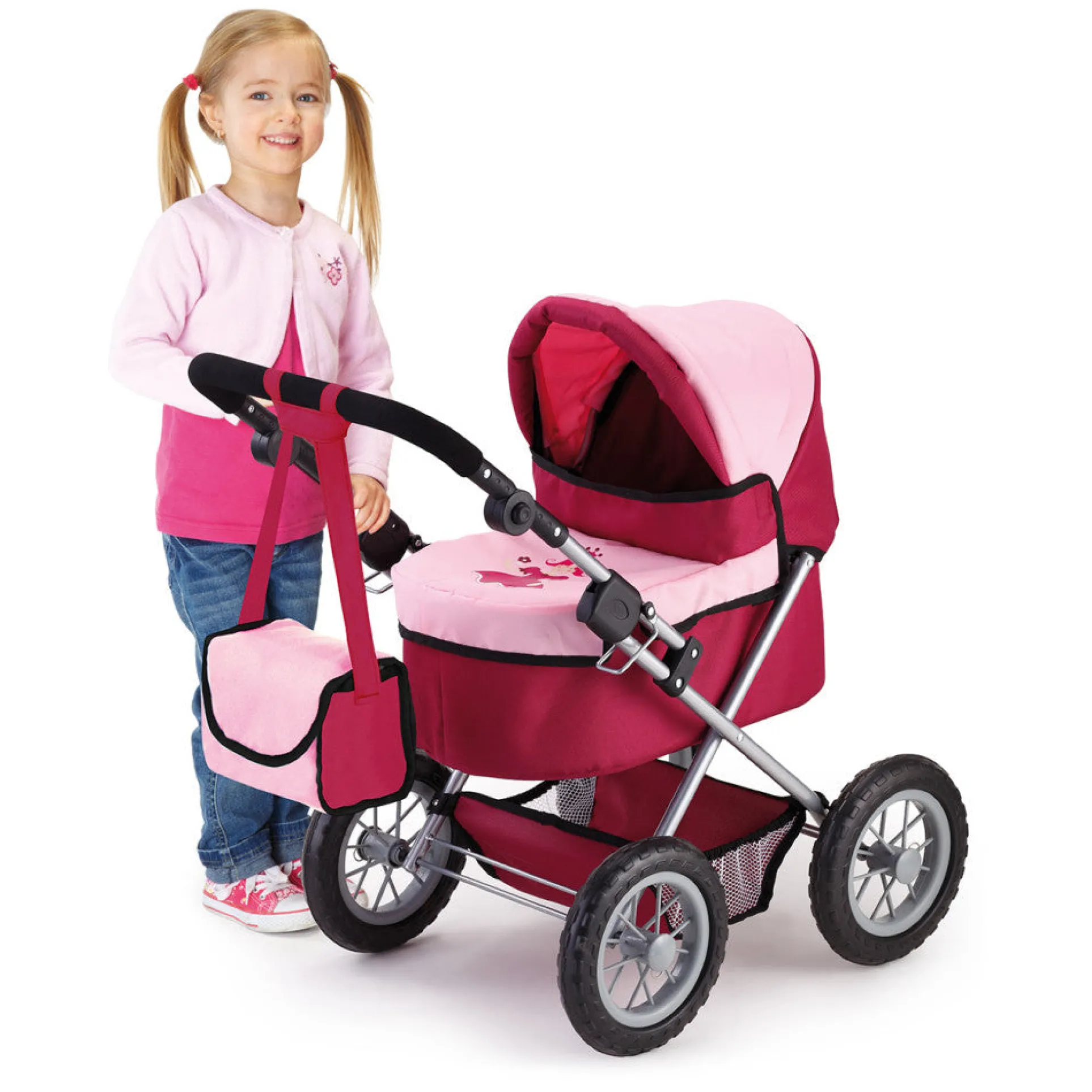 Bayer Design Trendy Doll Pram Stroller - Adjustable and Foldable