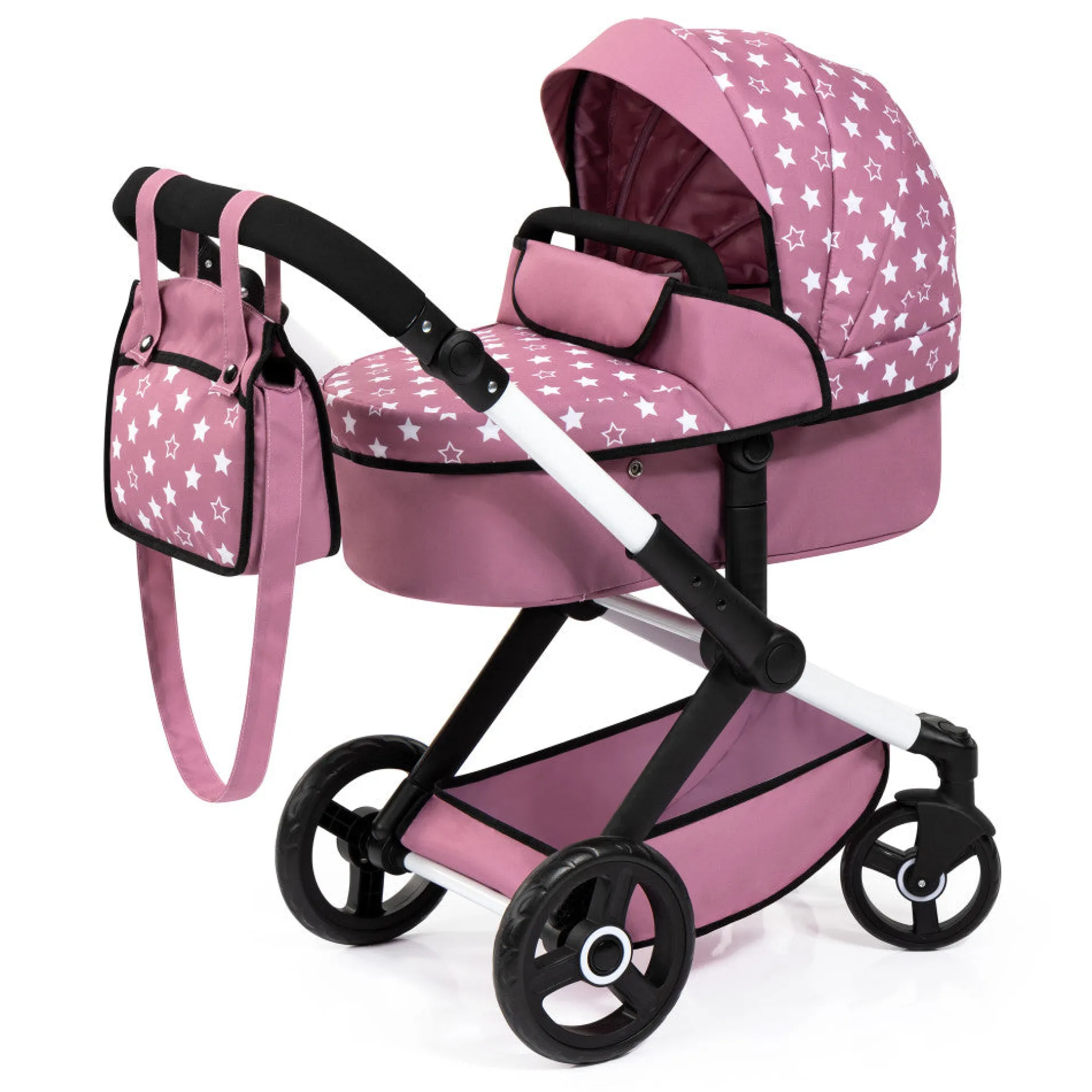 Bayer Design Xeo Pram Playset for Dolls - Pink, White, Stars