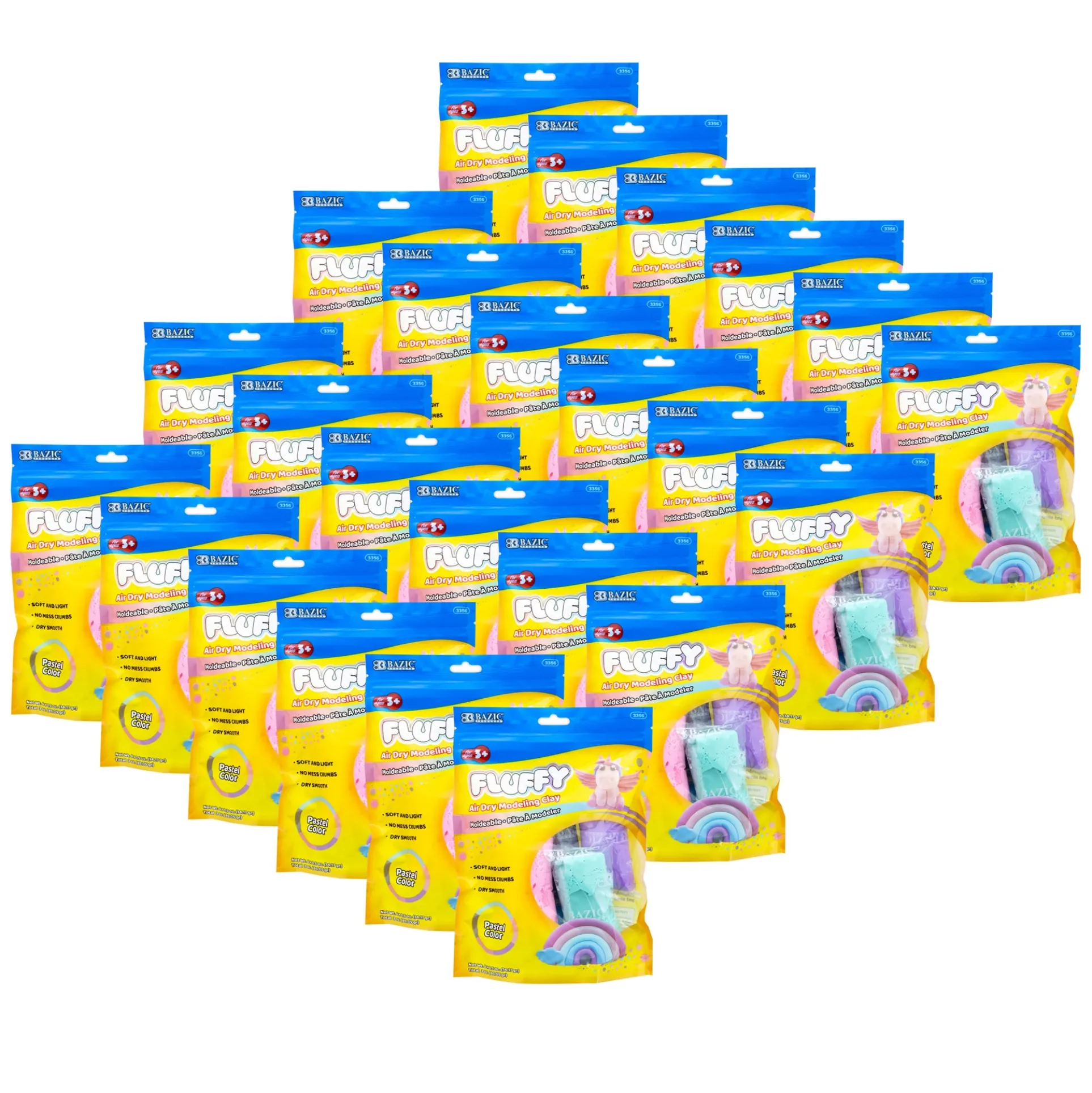 BAZIC Pastel Rainbow Air Dry Modeling Clay Set - 6 Colors, 0.5 oz Each, 24 Packs