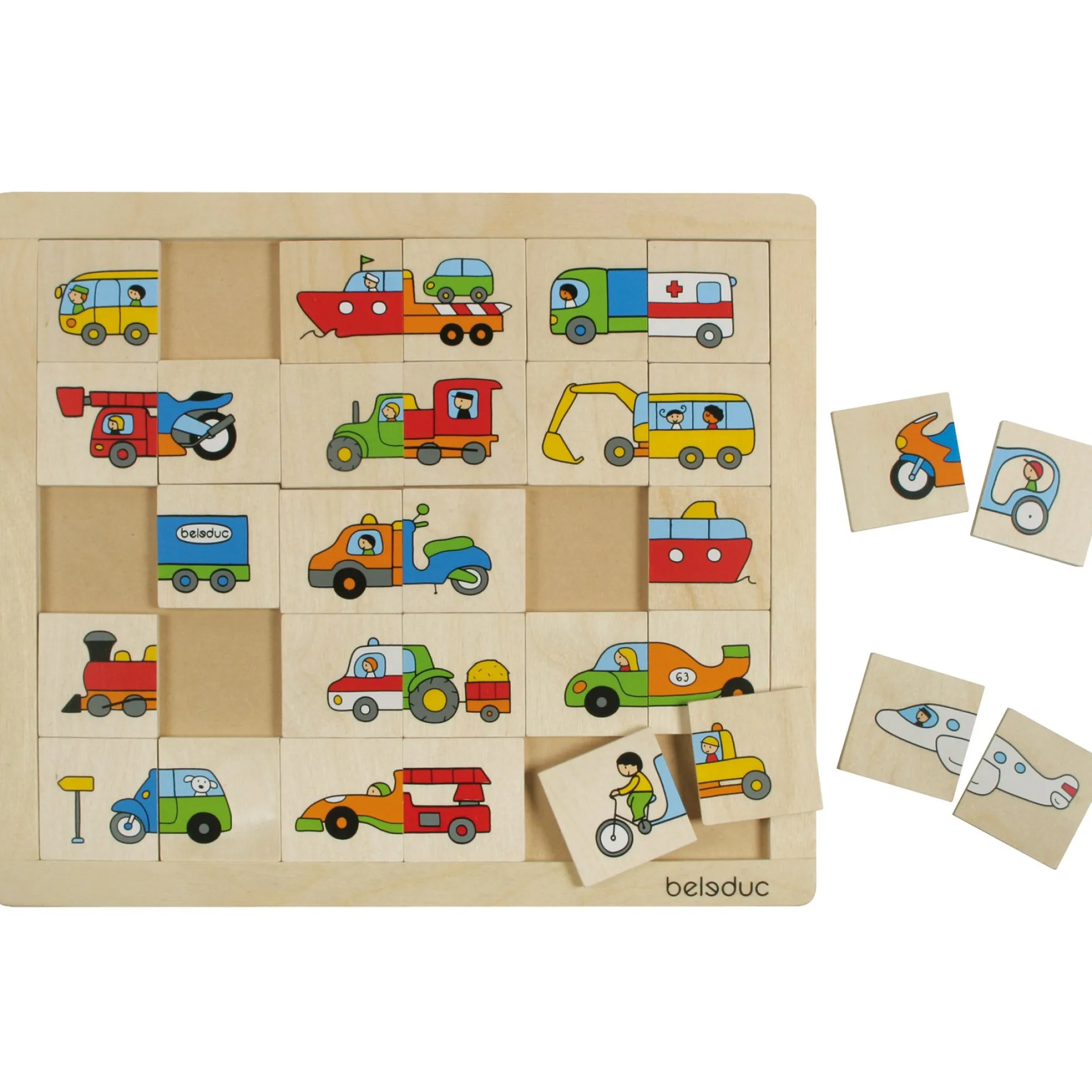 Beleduc Match & Mix Transport Wooden Puzzle - 30 pc
