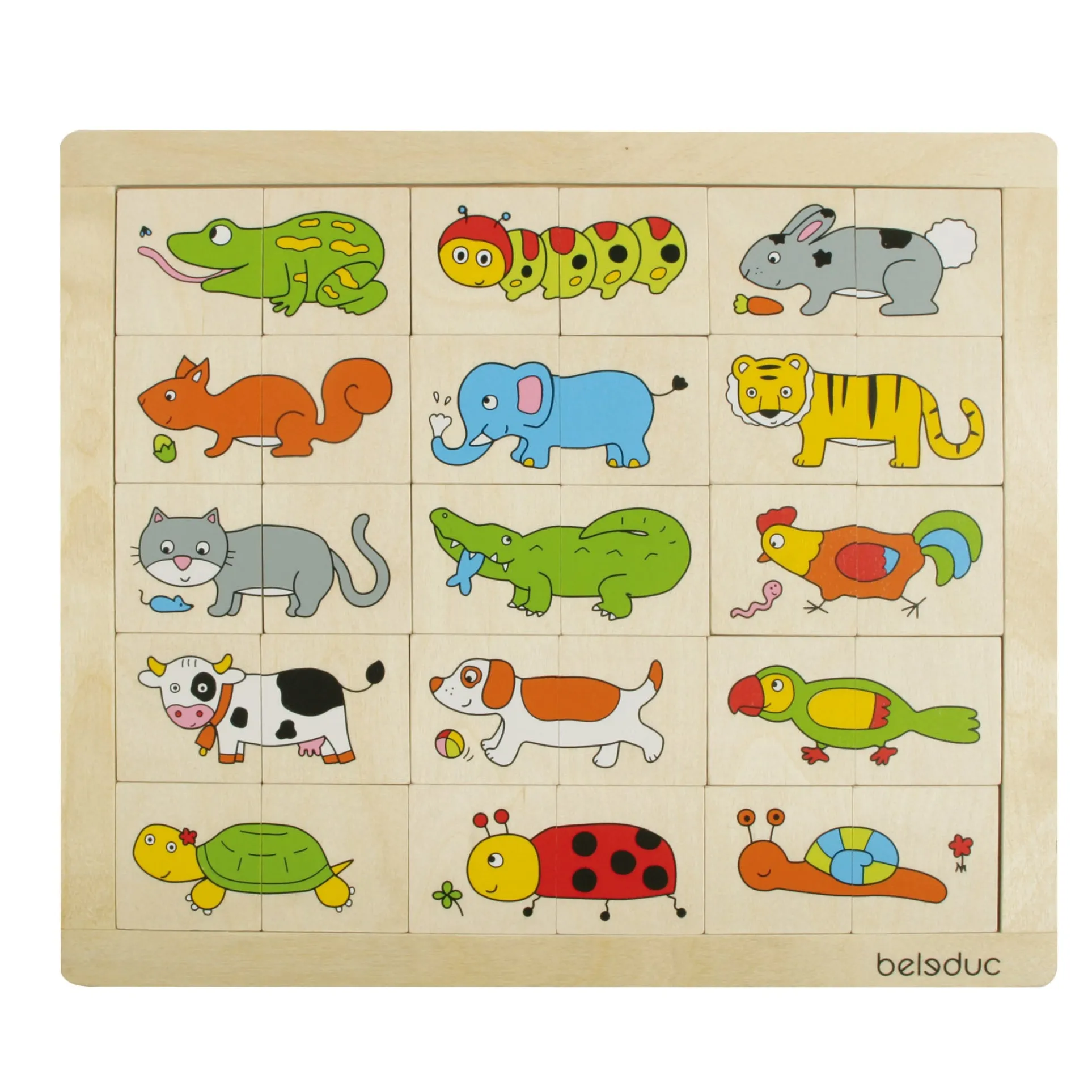 Beleduc Match & Mix Wooden Animal Puzzle - Memory & Creativity Game