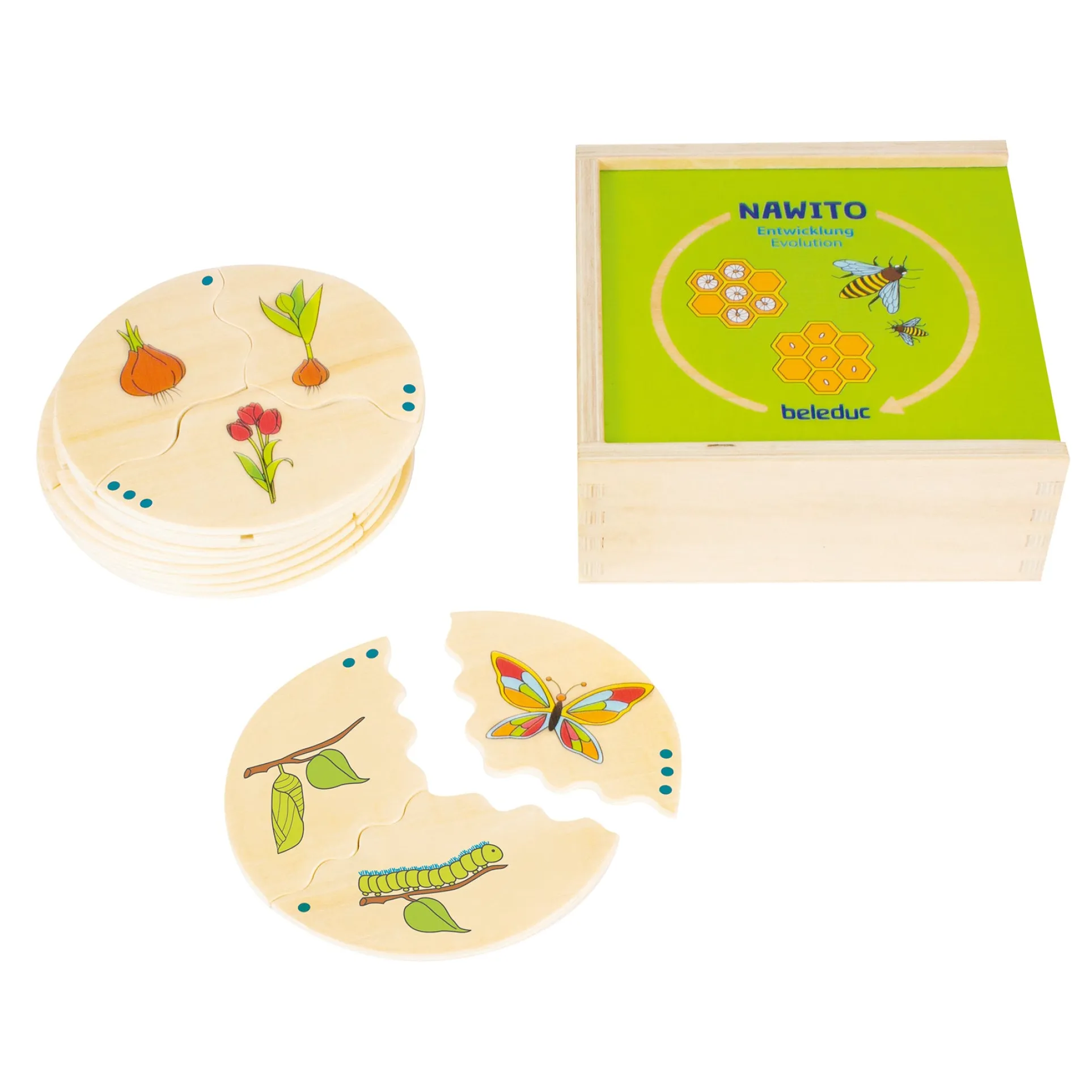 Beleduc Nawito 10-Pack Evolution Wooden Puzzles - 30 pc
