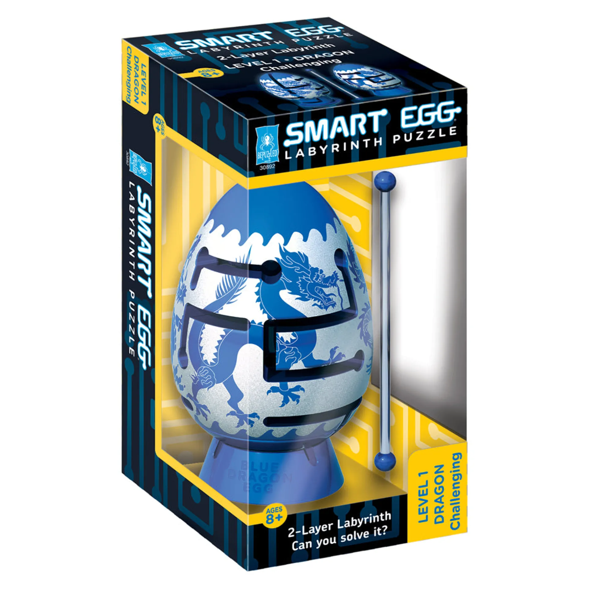 BePuzzled Smart Egg Blue Dragon 2-Layer Labyrinth Puzzle - Challenging Brain Teaser