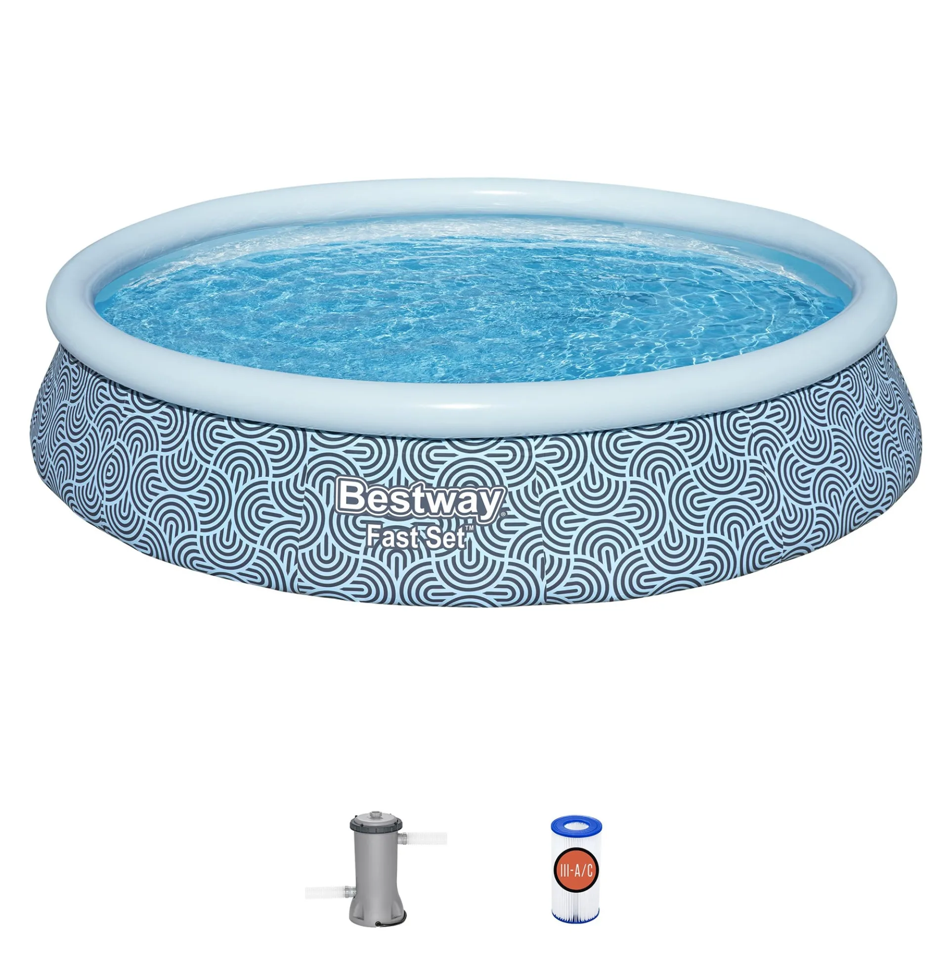 Bestway Fast Set Inflatable Pool - Abstract Blue, 13' x 33"