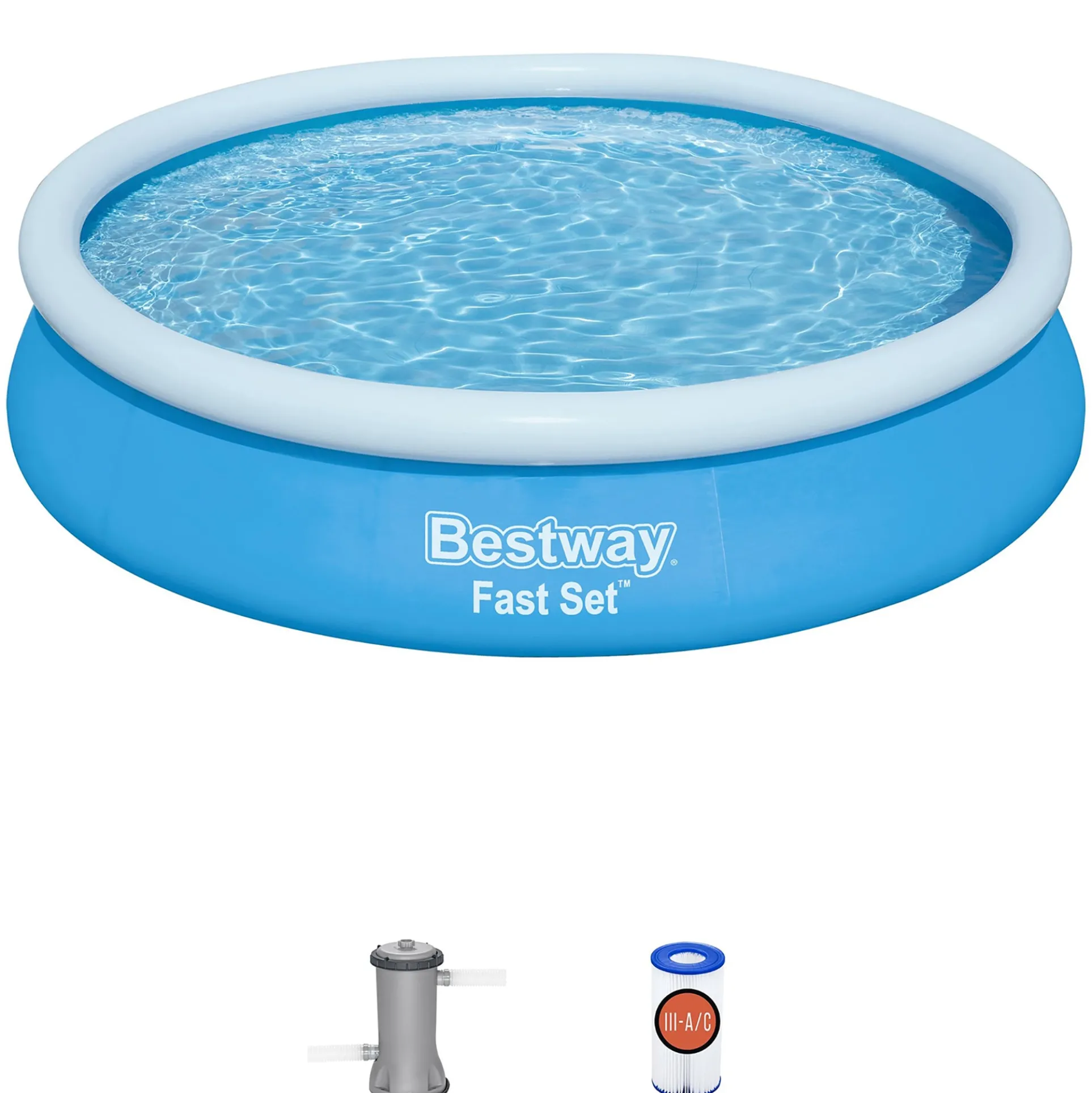 Bestway Fast Set Inflatable Pool - 12' x 30" Family Fun Blue Edition