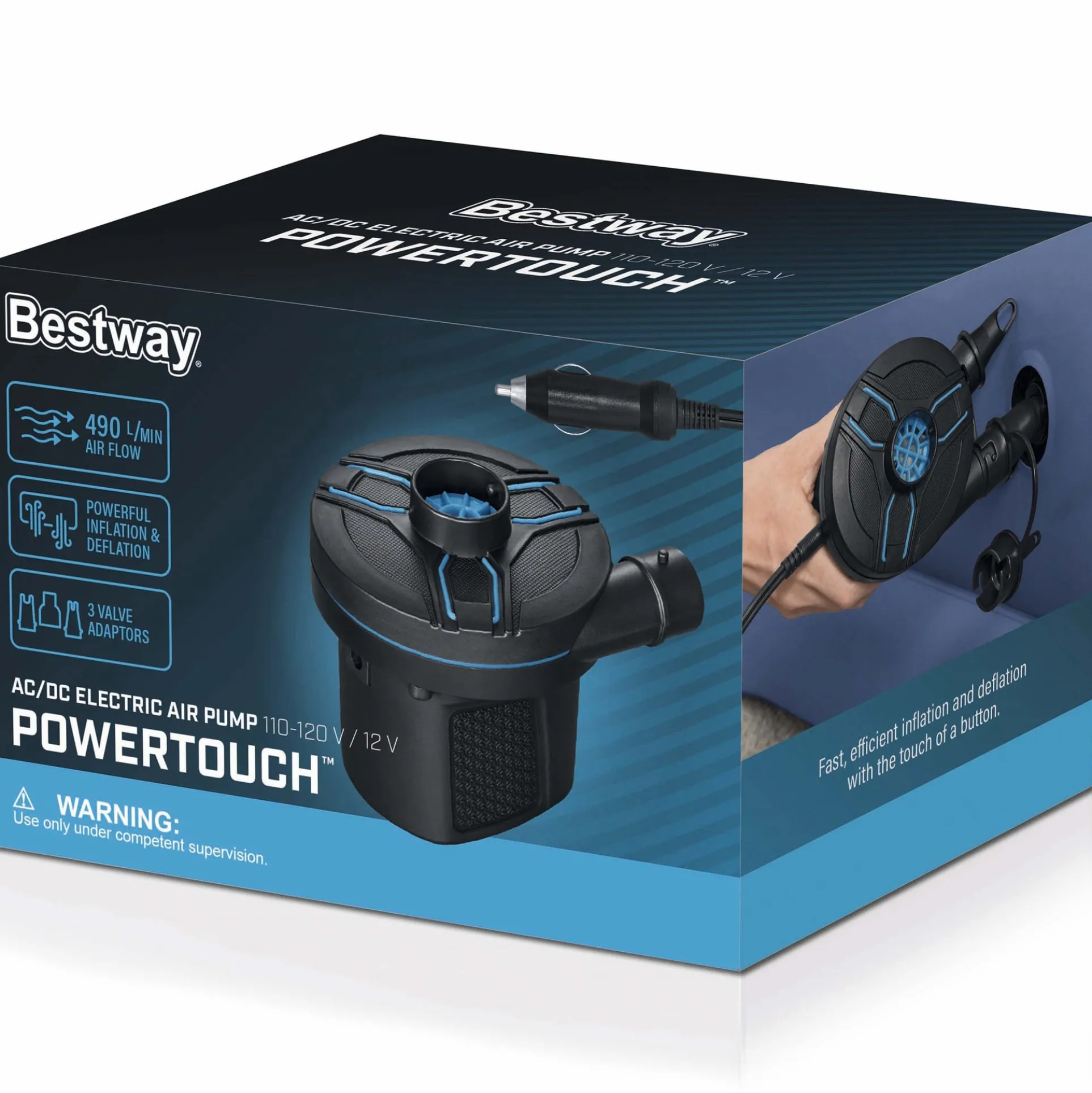 Bestway PowerTouch AC/DC Electric Air Pump - Inflate Fast, Anywhere!