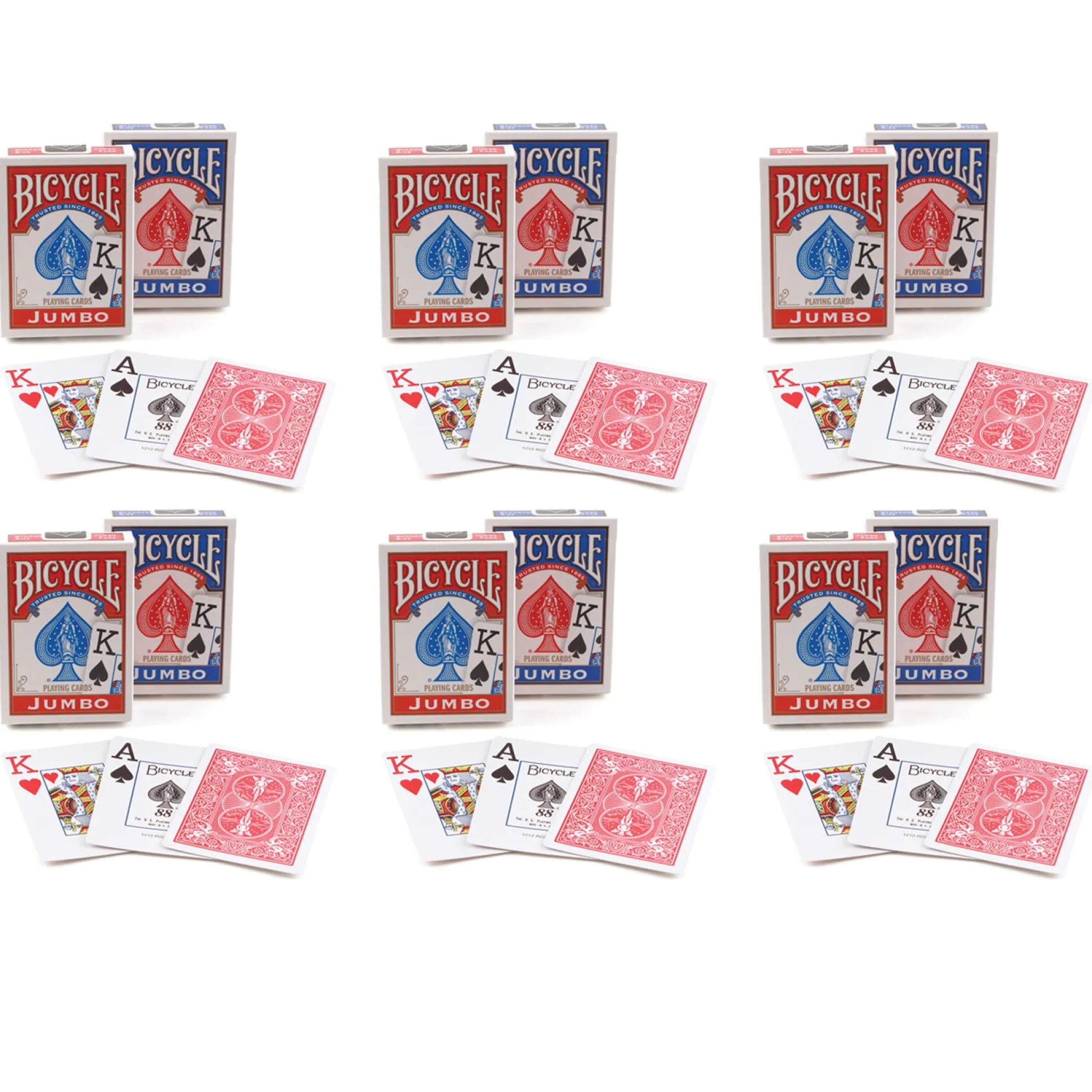Bicycle Jumbo Index Playing Cards, 6 Colorful Decks