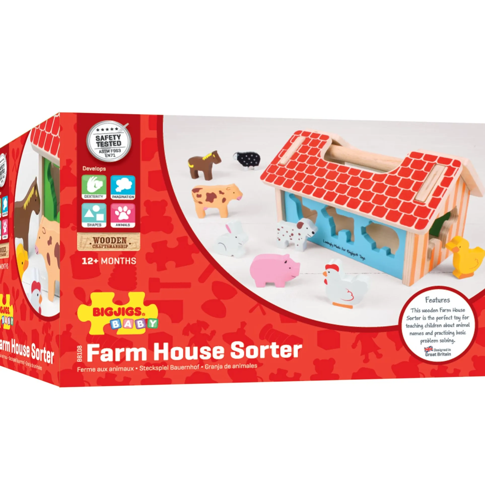 Bigjigs Baby Farm House Sorter - Educational Wooden Toy