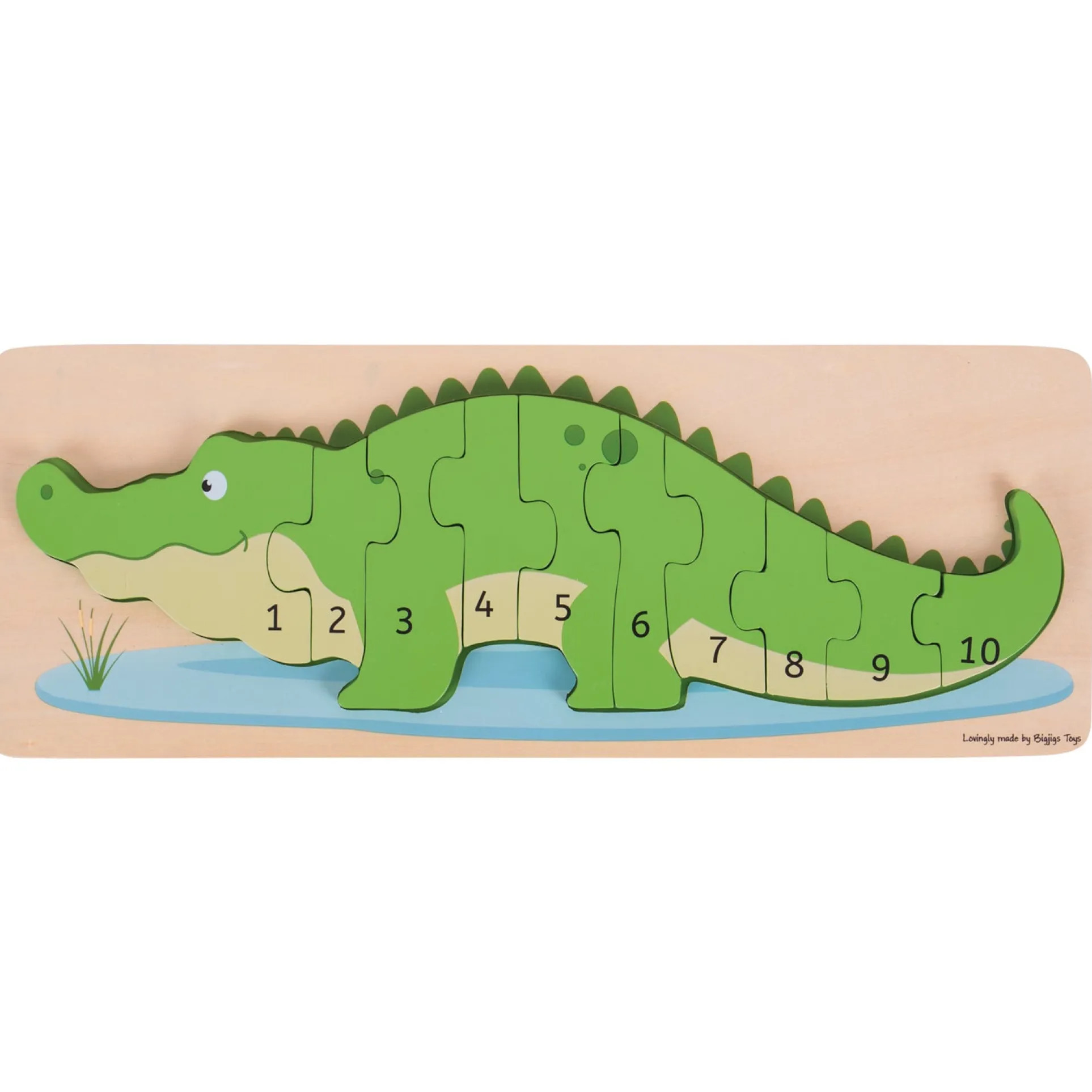Bigjigs Toys Crocodile Number Puzzle - Eco-Friendly Wooden Math Game