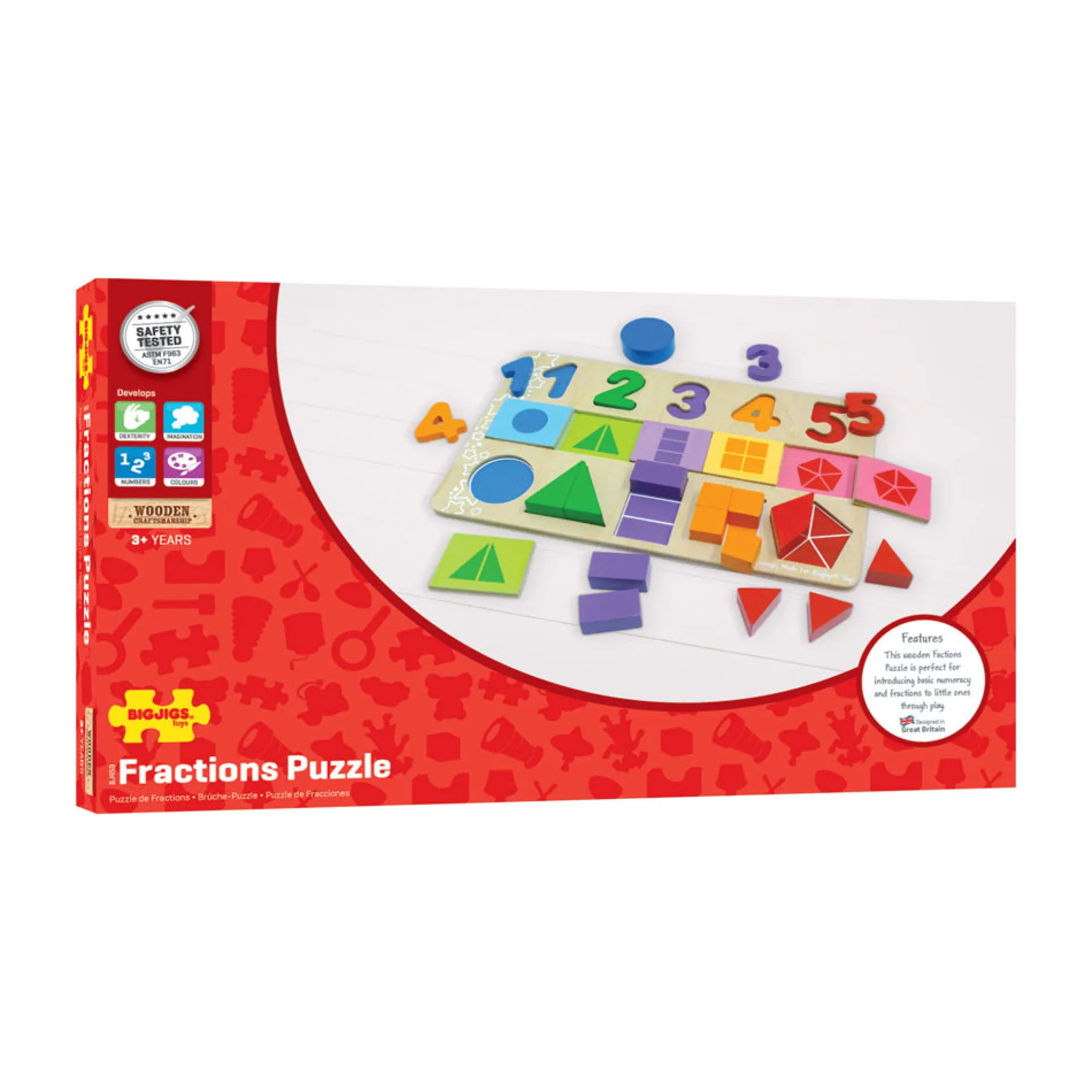 Bigjigs Toys Wooden My First Fractions Puzzle - Educational Learning Toy