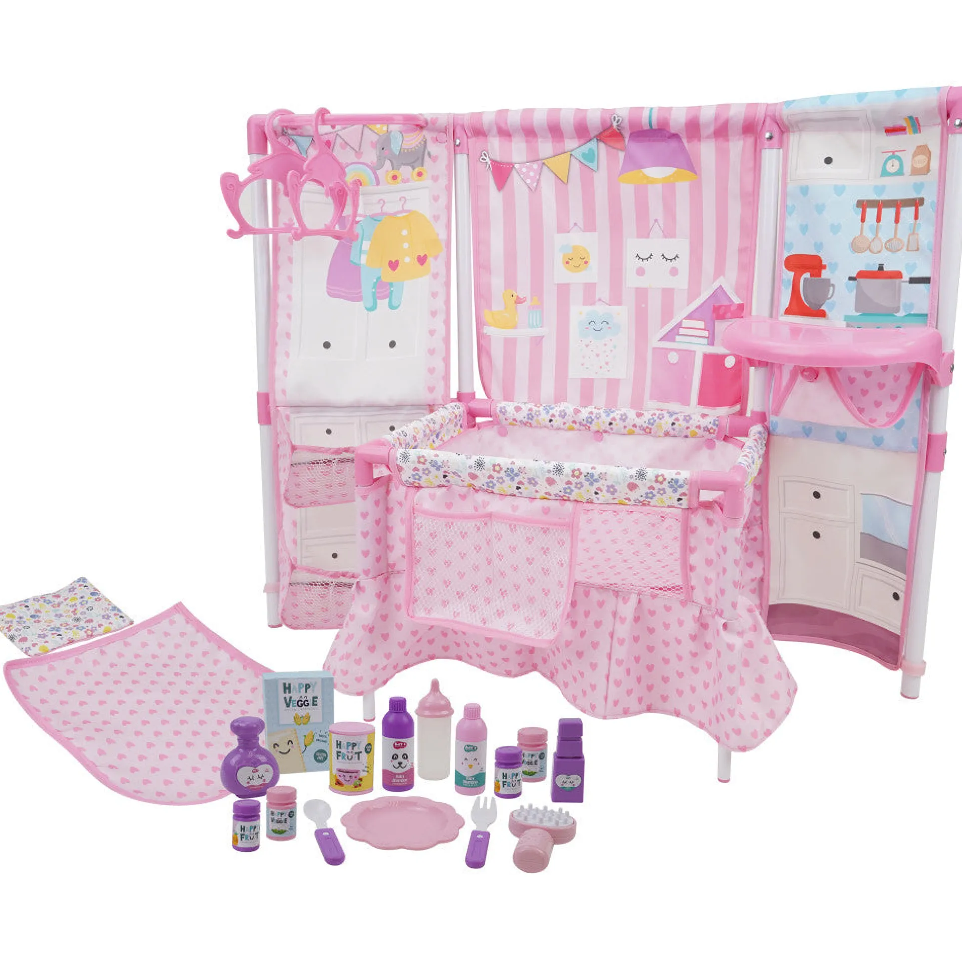 BnB Pink Doll Furniture Set with 14" Baby Doll and Accessories