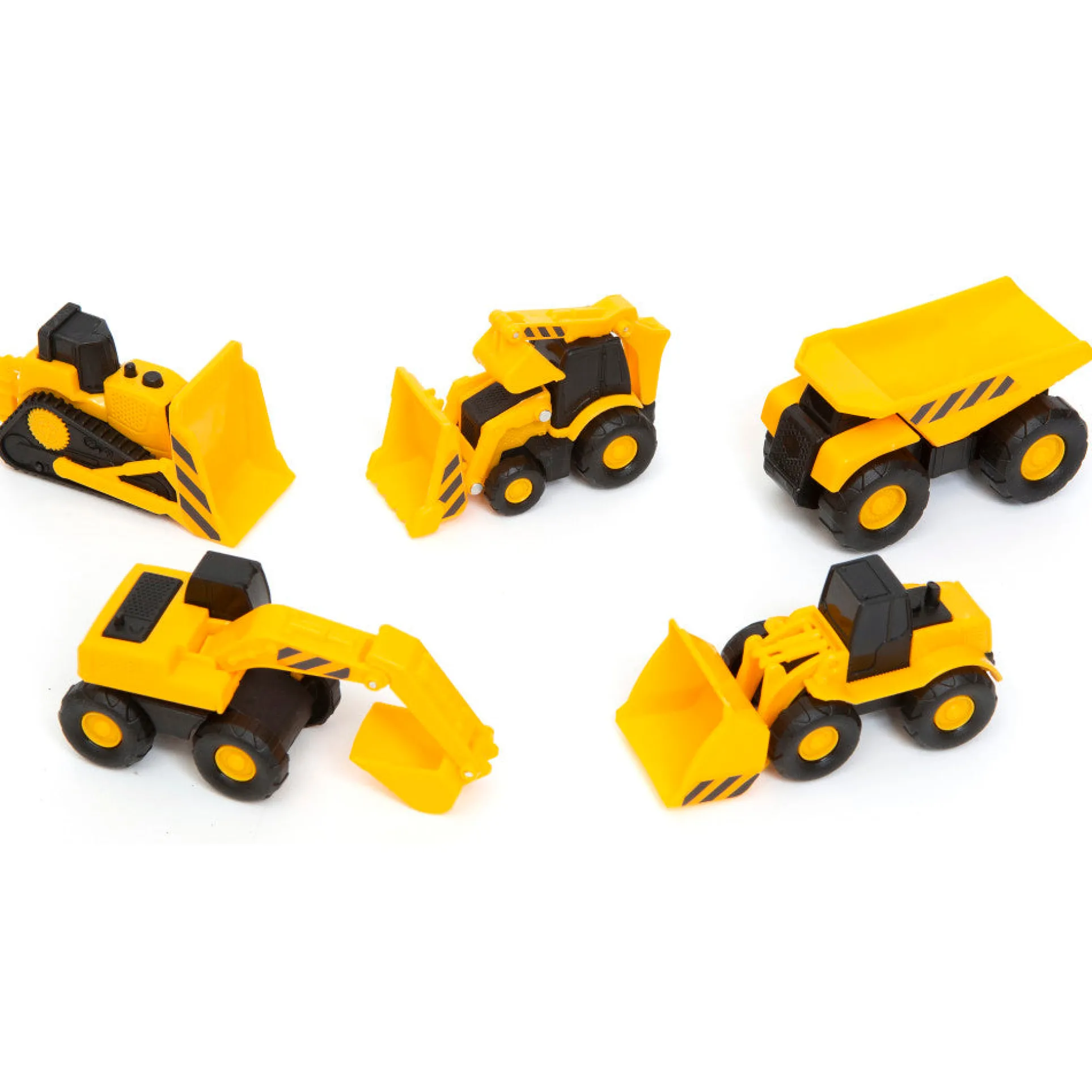 Boley Mini Construction Fleet - 5pk Yellow & Black, Detailed Toy Vehicles Playset