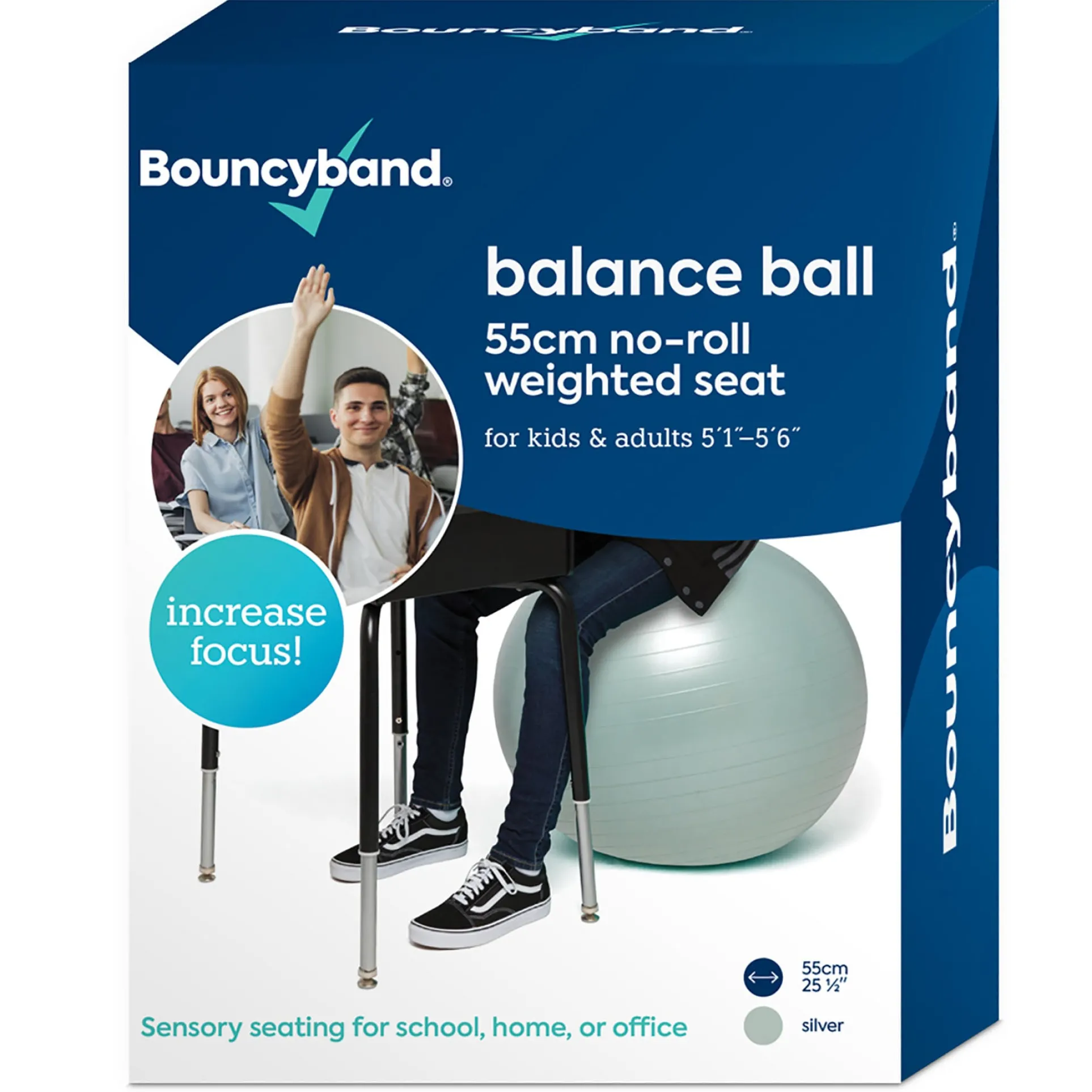 Bouncyband Balance Ball 55cm - Dynamic Silver Seating