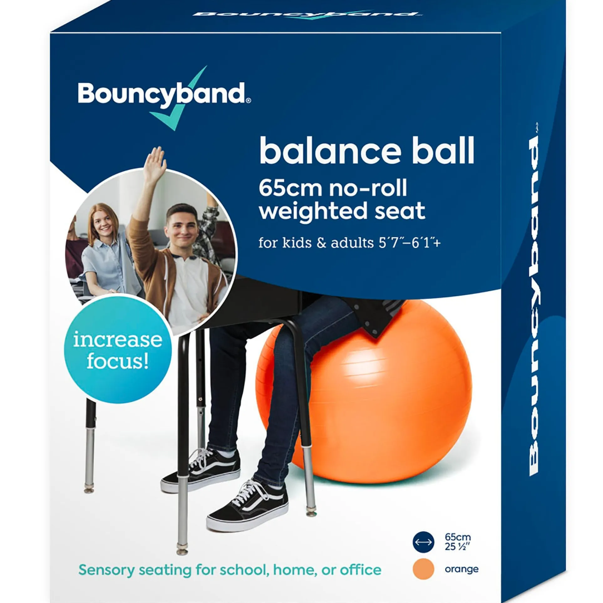 Bouncyband Balance Ball Chair, 65cm - Energizing Orange