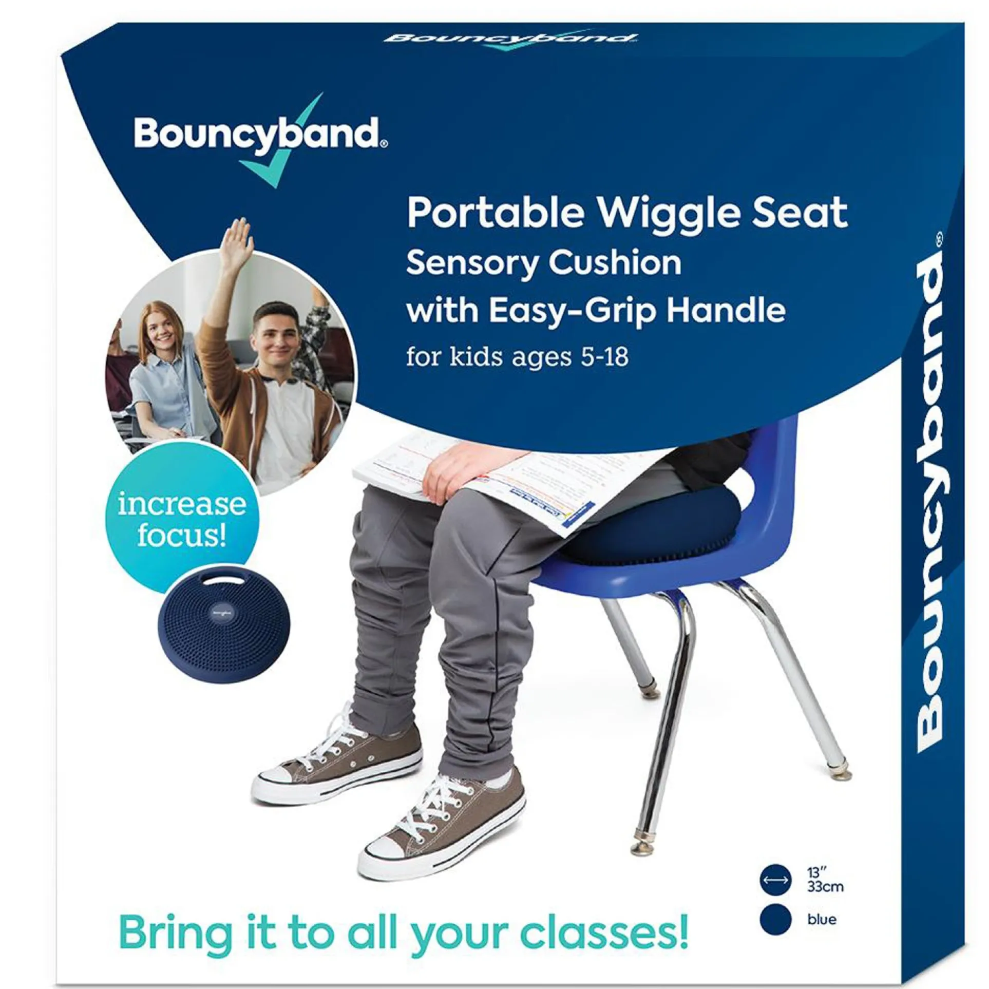 Bouncyband® Blue Portable Wiggle Seat Sensory Cushion