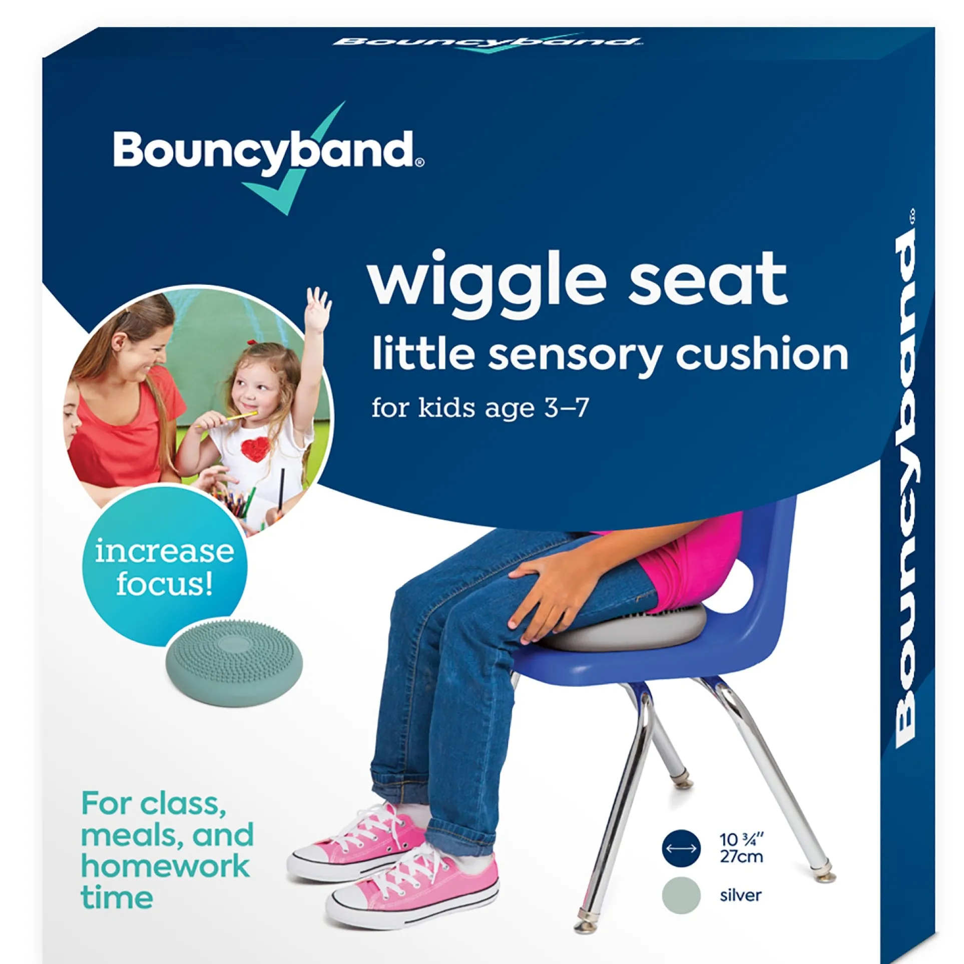 Bouncyband Little Wiggle Sensory Seat Cushion, Silver