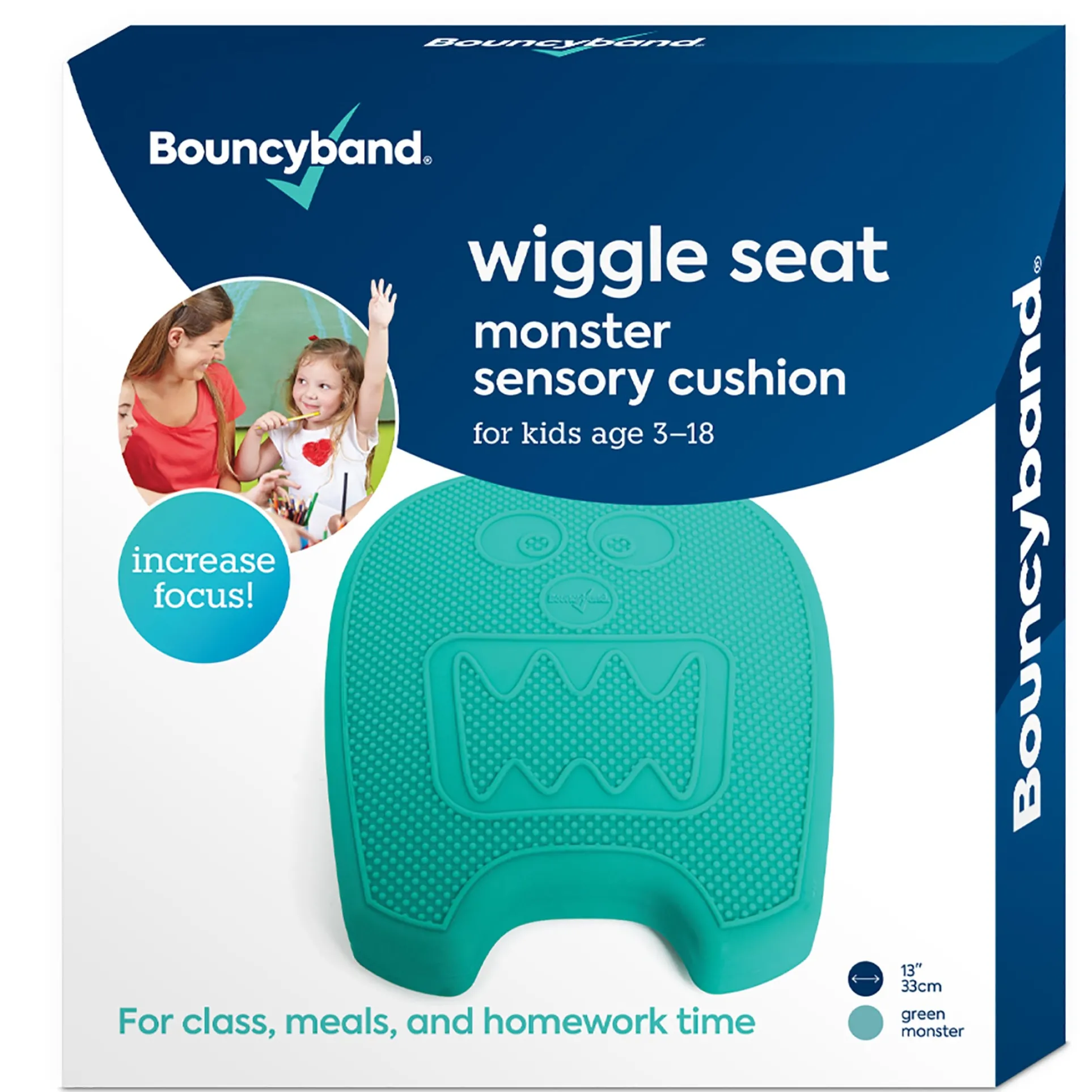 Bouncyband Wiggle Seat Sensory Cushion, Mint Monster - Keep Calm and Wiggle On!