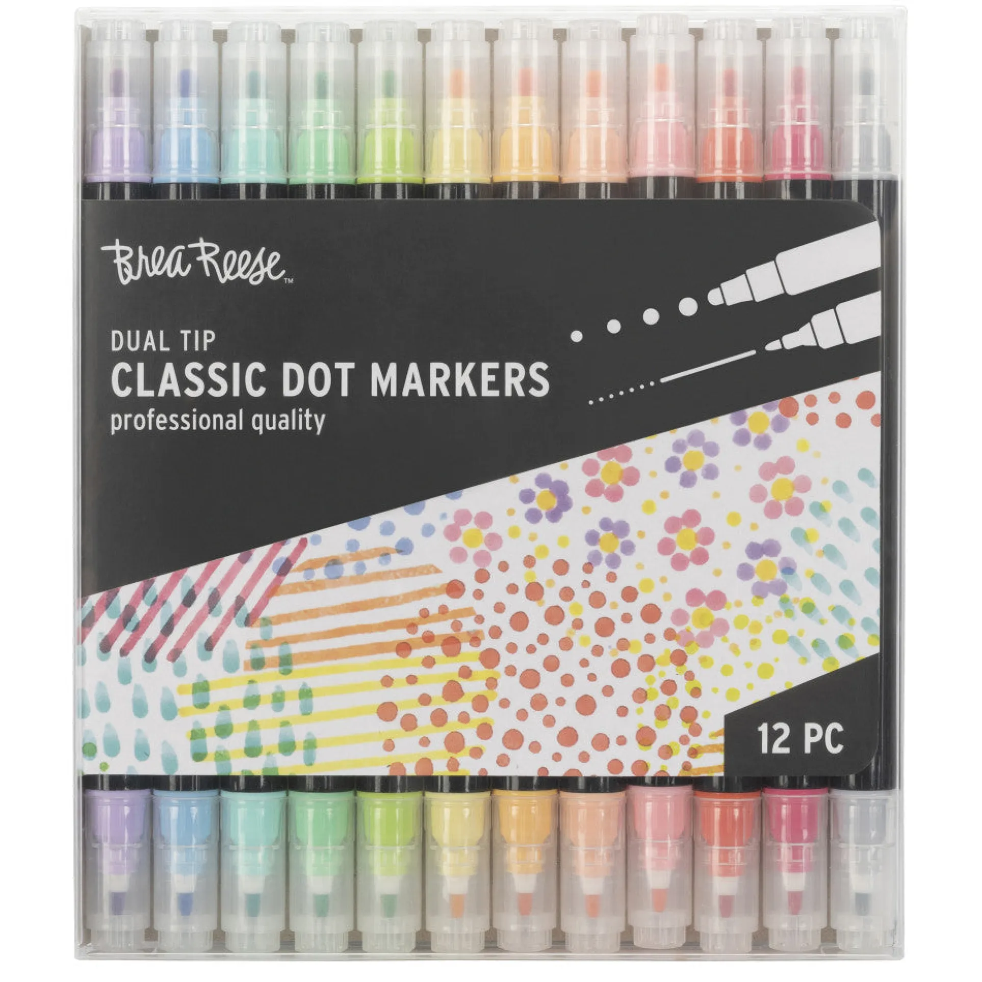 Brea Reese Classic Dual-Tip Dot Markers - 12 Pack with 24 Vibrant Colors
