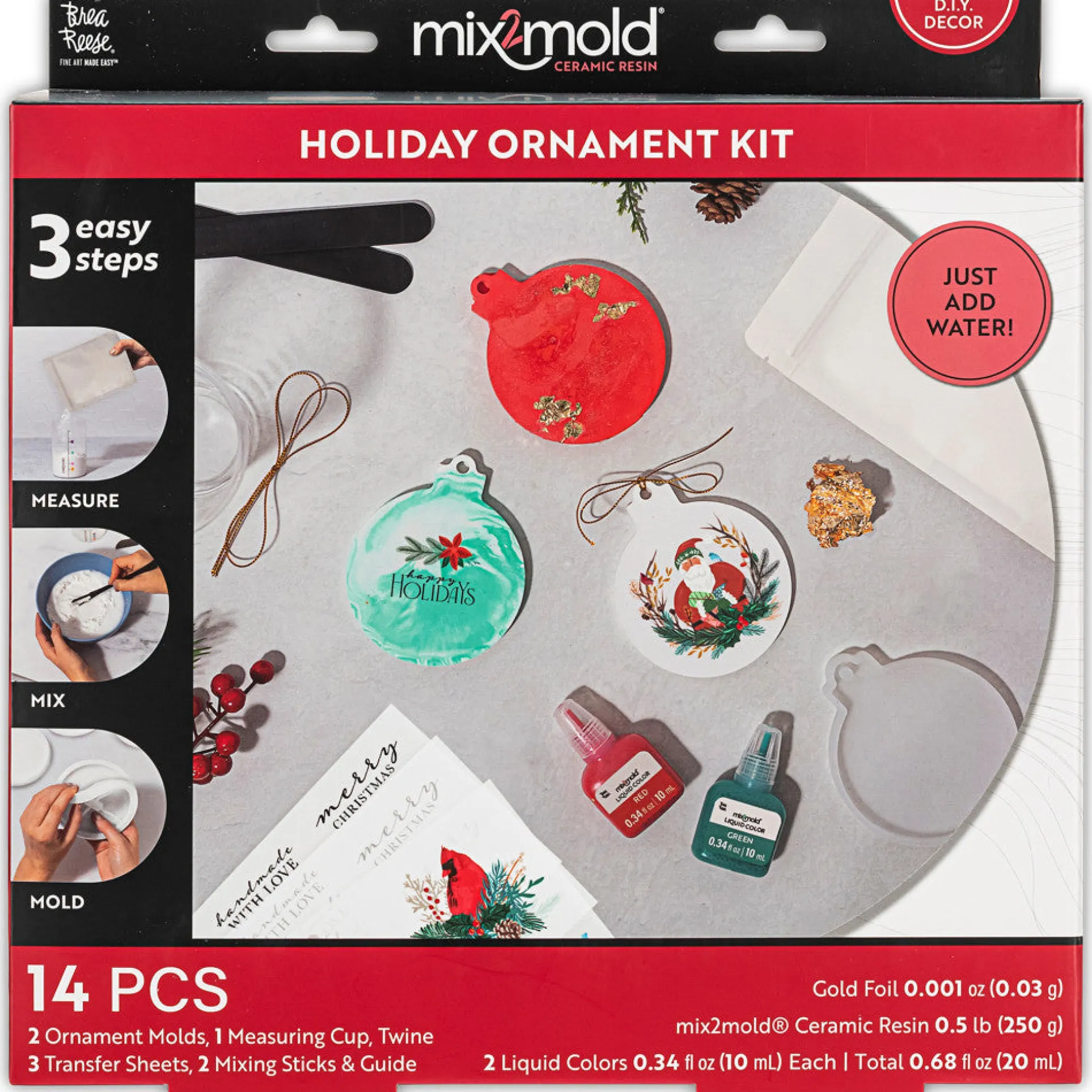 Brea Reese Holiday Mix2Mold Ceramic Resin Ornament Crafting Kit