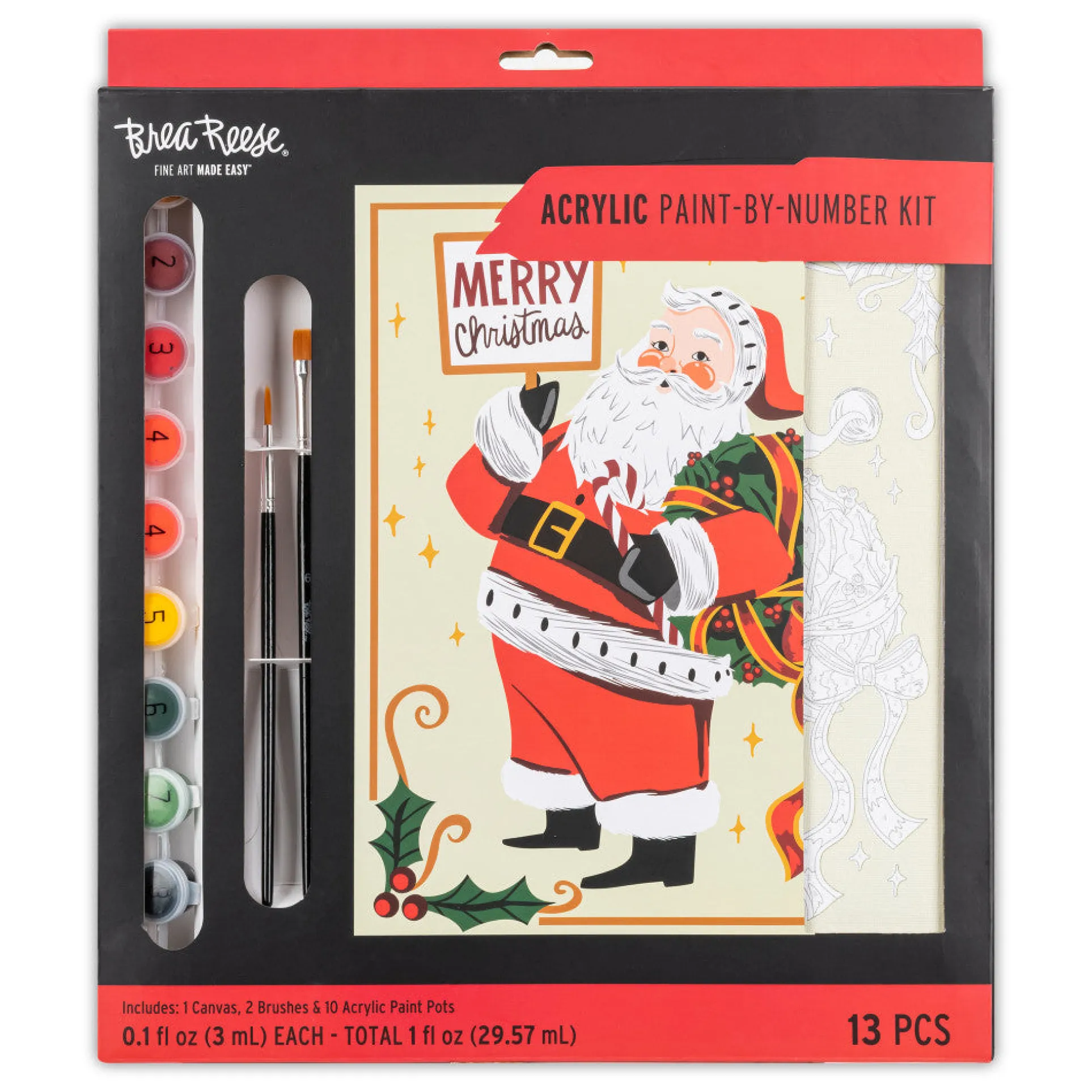 Brea Reese Holiday Santa Acrylic Paint-By-Number Kit