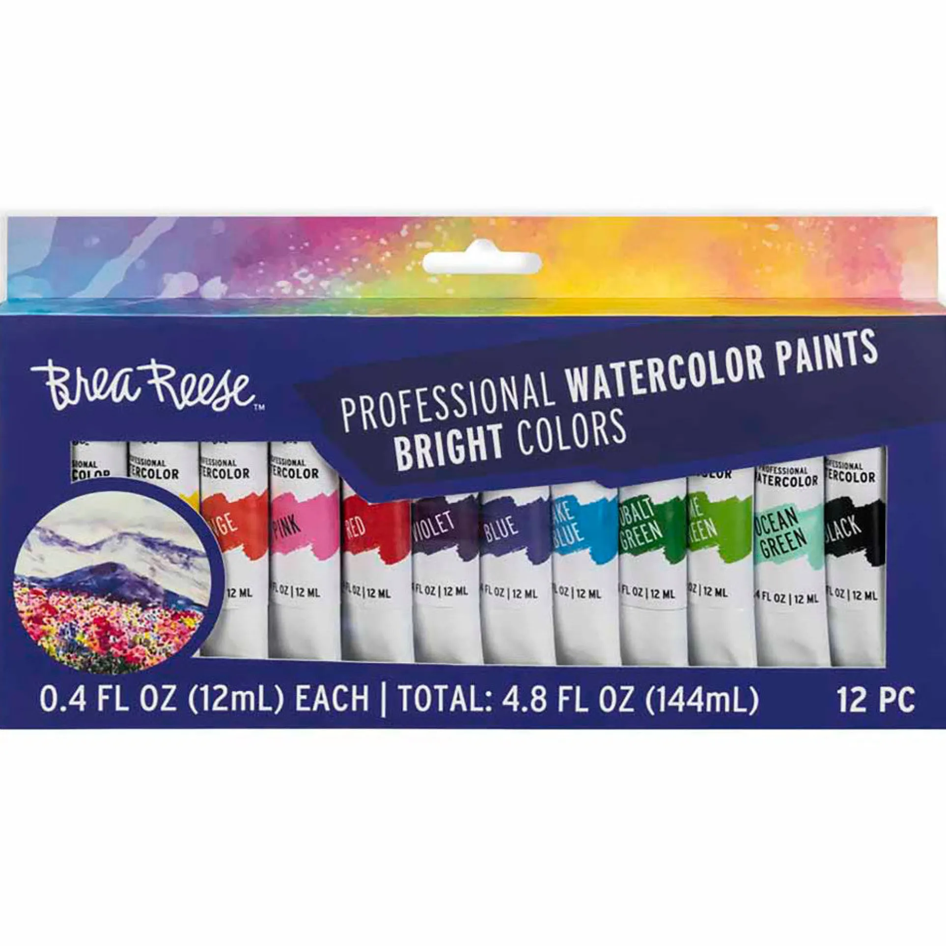 Brea Reese Professional Watercolor Brights Set - 12 Vibrant Color Tubes